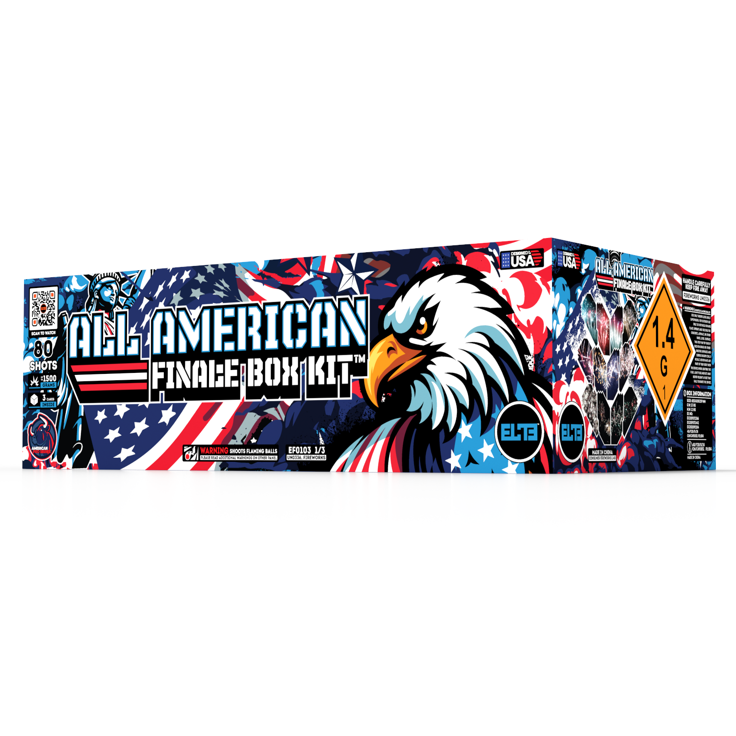 All American Finale Box™|80 Shot Box Kit™ - Echo of Liberty™ - Oath of Freedom!™ - Dye of Honor™