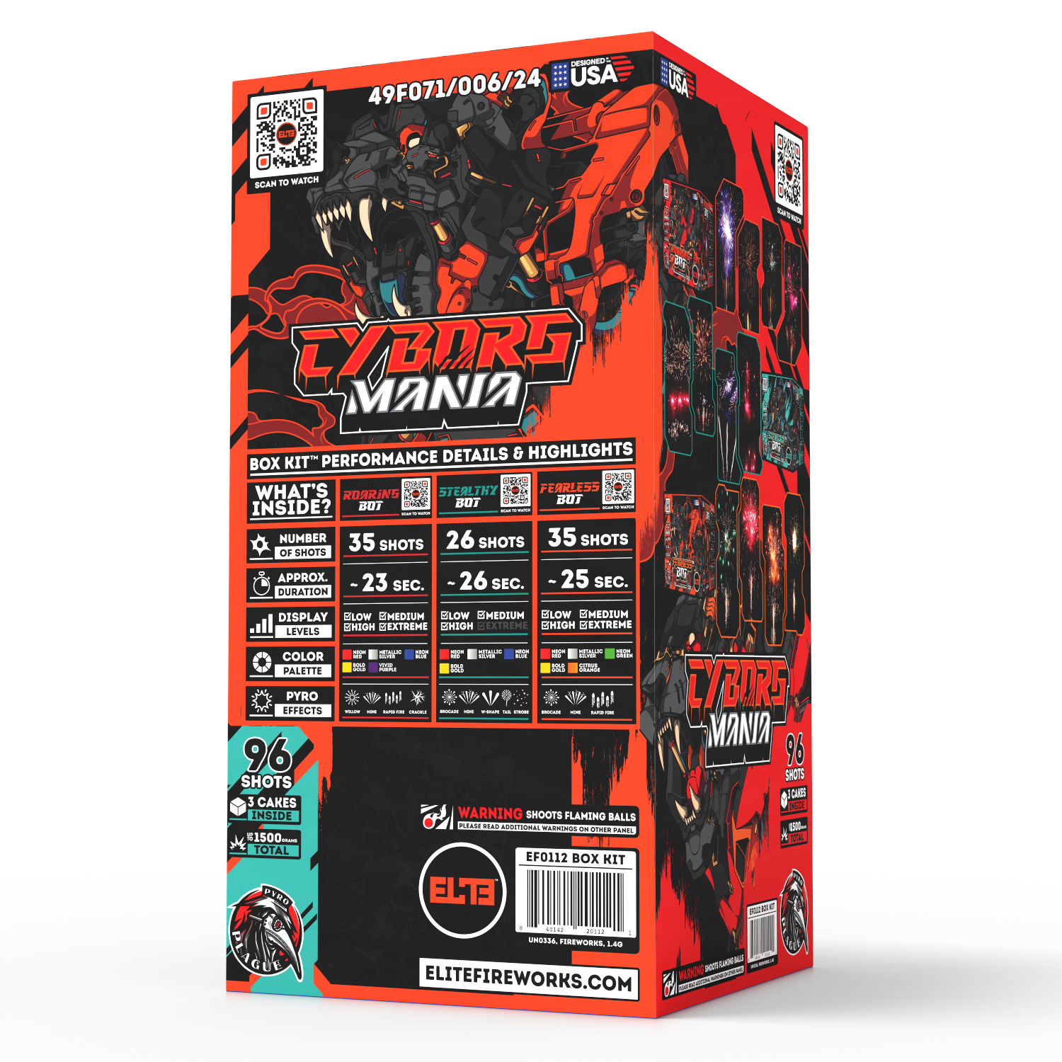 Cyborg Mania™ | 96 Shot Box Kit™ - Fearless Bot™ - Roaring Bot™ - Stealthy Bot™