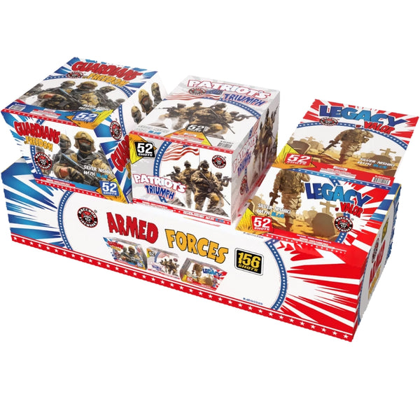 Armed Forces | 156 Shot Aerial Repeater Set - Guardians Freedom - Patriots Triumph - Legacy Valor