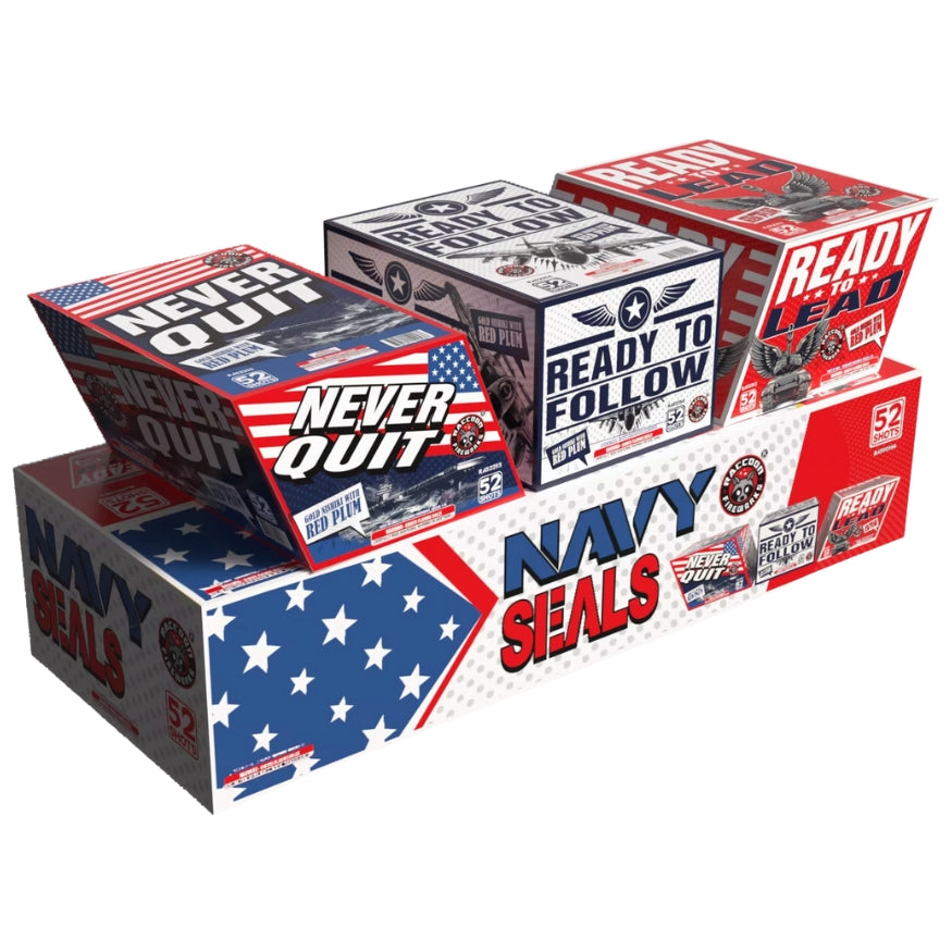 Navy Seals | 156 Shot Aerial Repeater Set - Never Quit - Ready To Follow - Ready To Lead