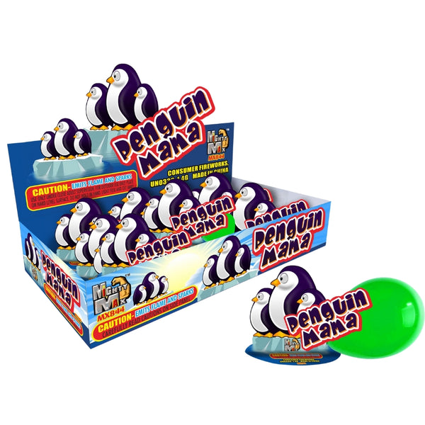 Penguin Mama | Paper-craft Penguin Shape Fountain Ground Novelty w/ a Popping Balloon