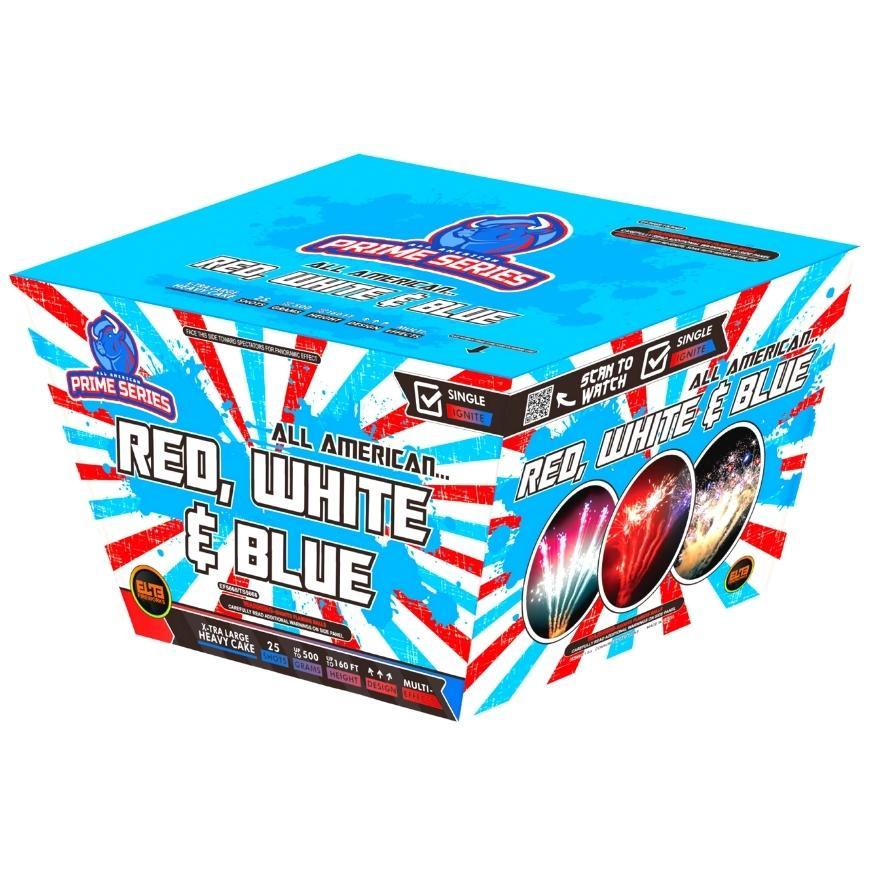 All American Finale Box™|70 Shot Box Kit™ - Dream Chaser™ - Freedom Boom!™ - Red, White & Blue by American Pro Series® -Shop Online for X-tra Large Cake™ at Elite Fireworks!