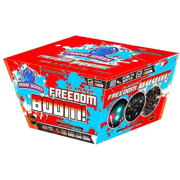 All American Finale Box™|70 Shot Box Kit™ - Dream Chaser™ - Freedom Boom!™ - Red, White & Blue by American Pro Series® -Shop Online for X-tra Large Cake™ at Elite Fireworks!