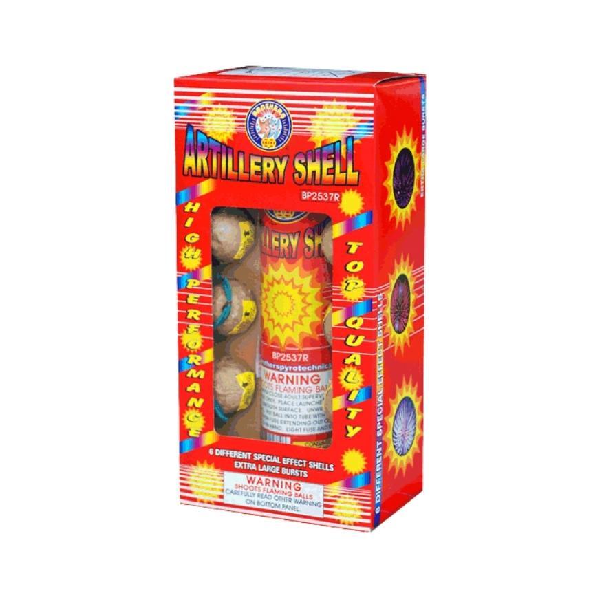 Artillery Shell - Red Box | 6 Break Artillery Shell by Brothers Pyrotechnics -Shop Online for Standard Ball Kit™ at Elite Fireworks!