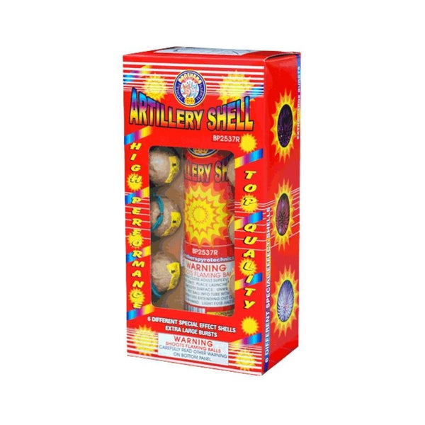 Artillery Shell - Red Box | 6 Break Artillery Shell by Brothers Pyrotechnics -Shop Online for Standard Ball Kit™ at Elite Fireworks!