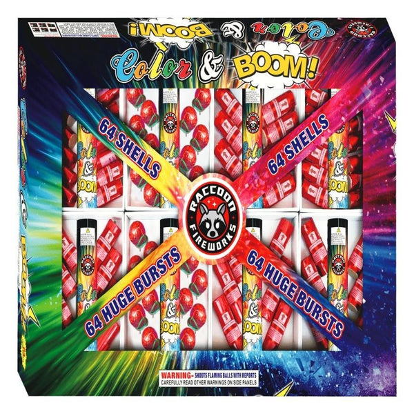 Color & Boom | 64 Break Artillery Shell by Raccoon Fireworks -Shop Online for X-tra Large Canister Kit™ at Elite Fireworks!