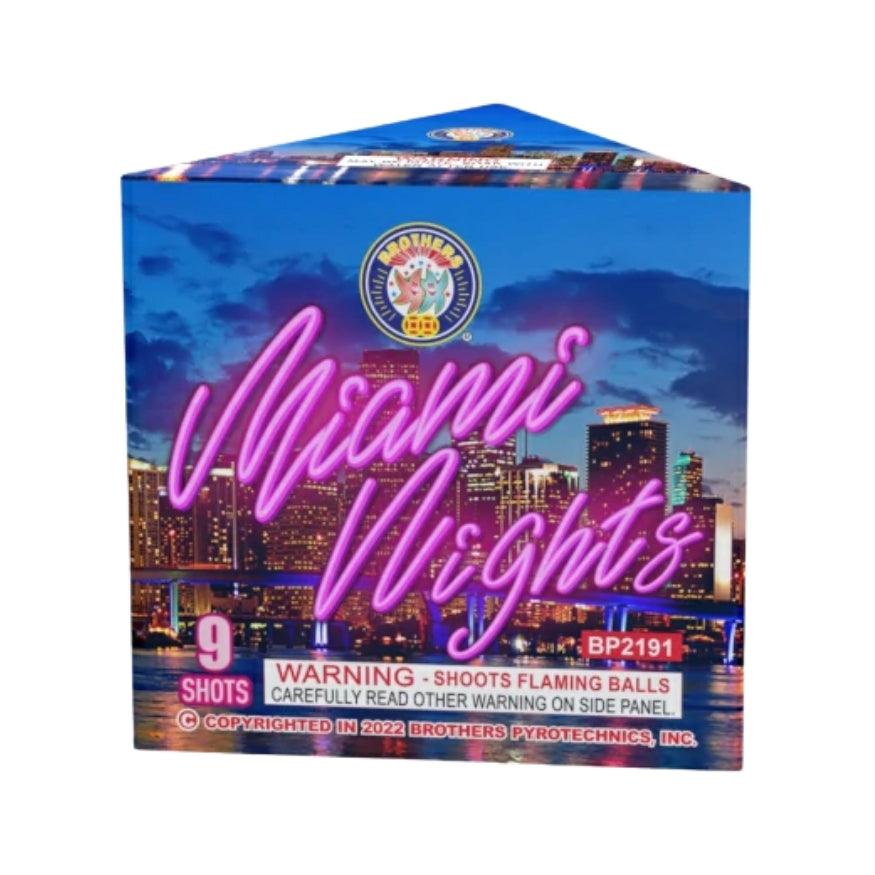 Miami Nights | 9 Shot Aerial Repeater by Brothers Pyrotechnics -Shop Online for Standard Cake at Elite Fireworks!