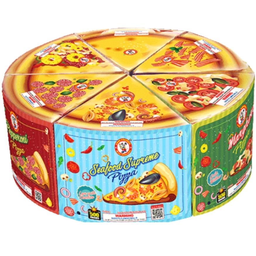 Pizza Platter | 90 Shot Box Kit™ - Six Slices by Winda Fireworks -Shop Online for Large Cake at Elite Fireworks!