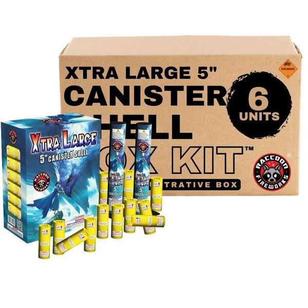 Xtra Large 5" Canister Shell | 12 Break Artillery Shell by Raccoon Fireworks -Shop Online for X-tra Large Canister Kit™ at Elite Fireworks!