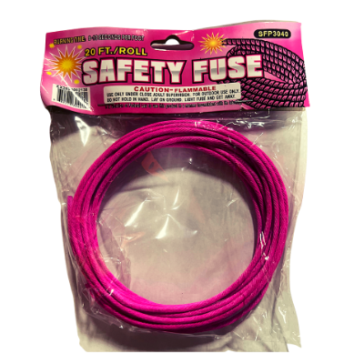 20' 3mm Pink Safety Fuse - 9 to 13s per foot - Backyard Pyro