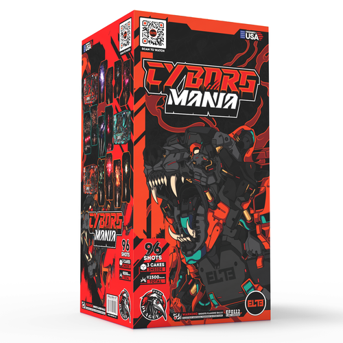 Cyborg Mania™ | 96 Shot Aerial Repeater Set at Elite Fireworks