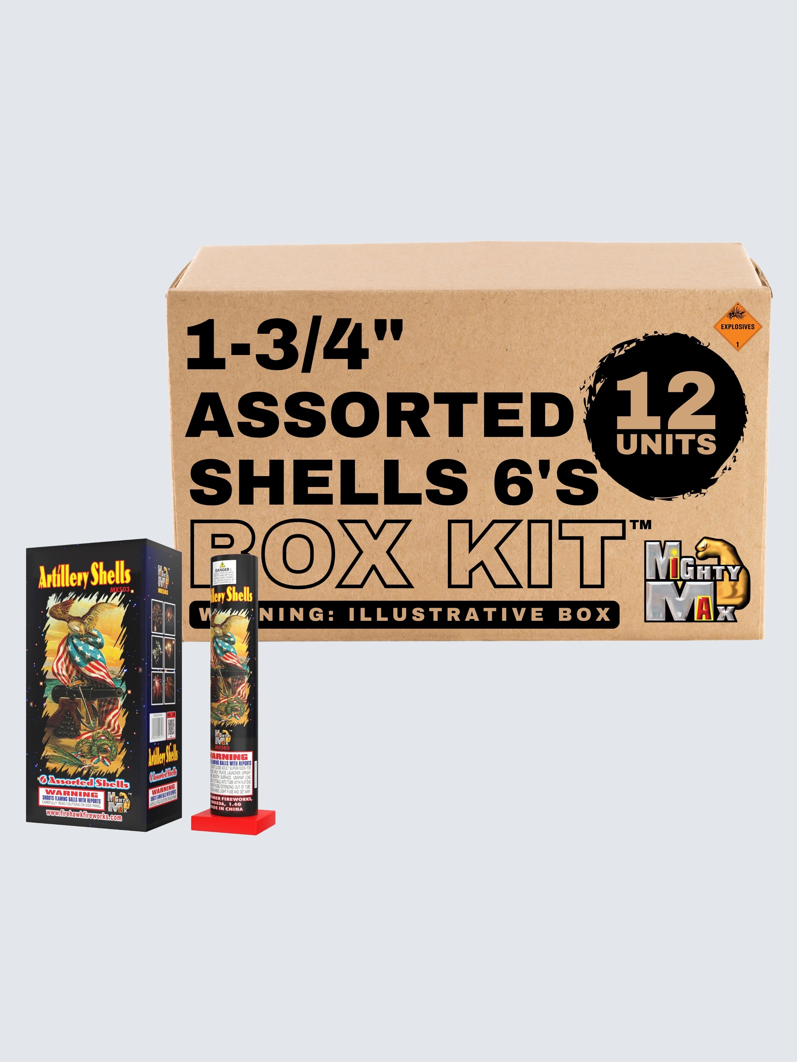 1-3/4" Whistling, Crackling, Assorted Color Artillery Shell 6's | 6 Artillery Shell