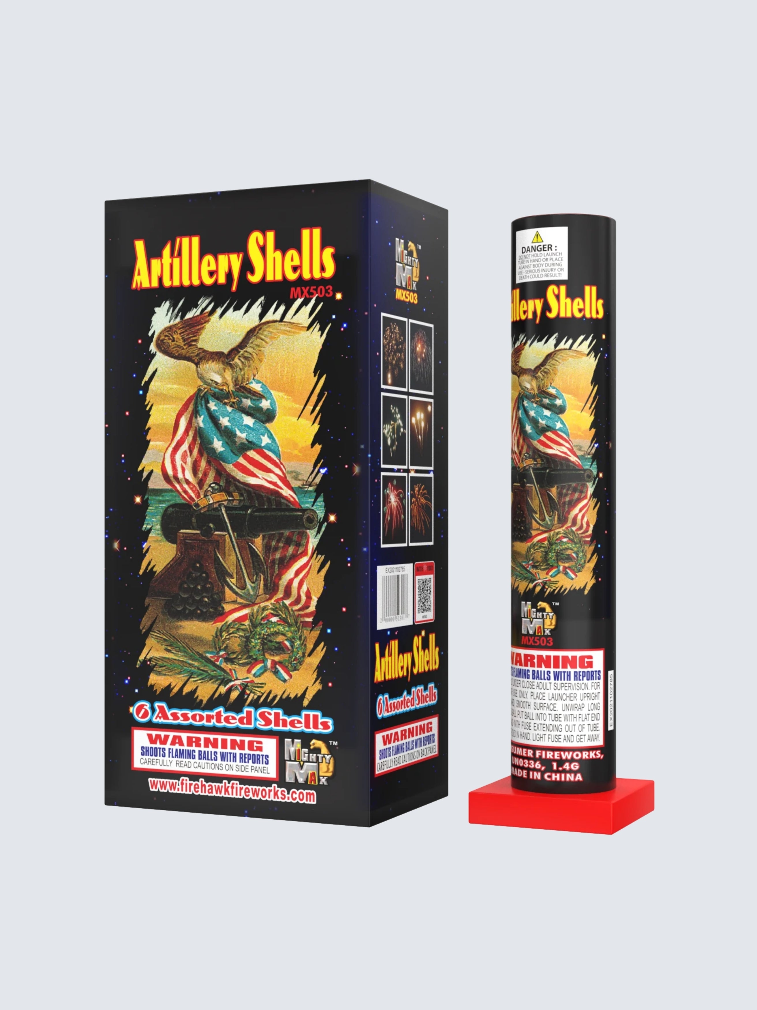 1-3/4" Whistling, Crackling, Assorted Color Artillery Shell 6's | 6 Artillery Shell