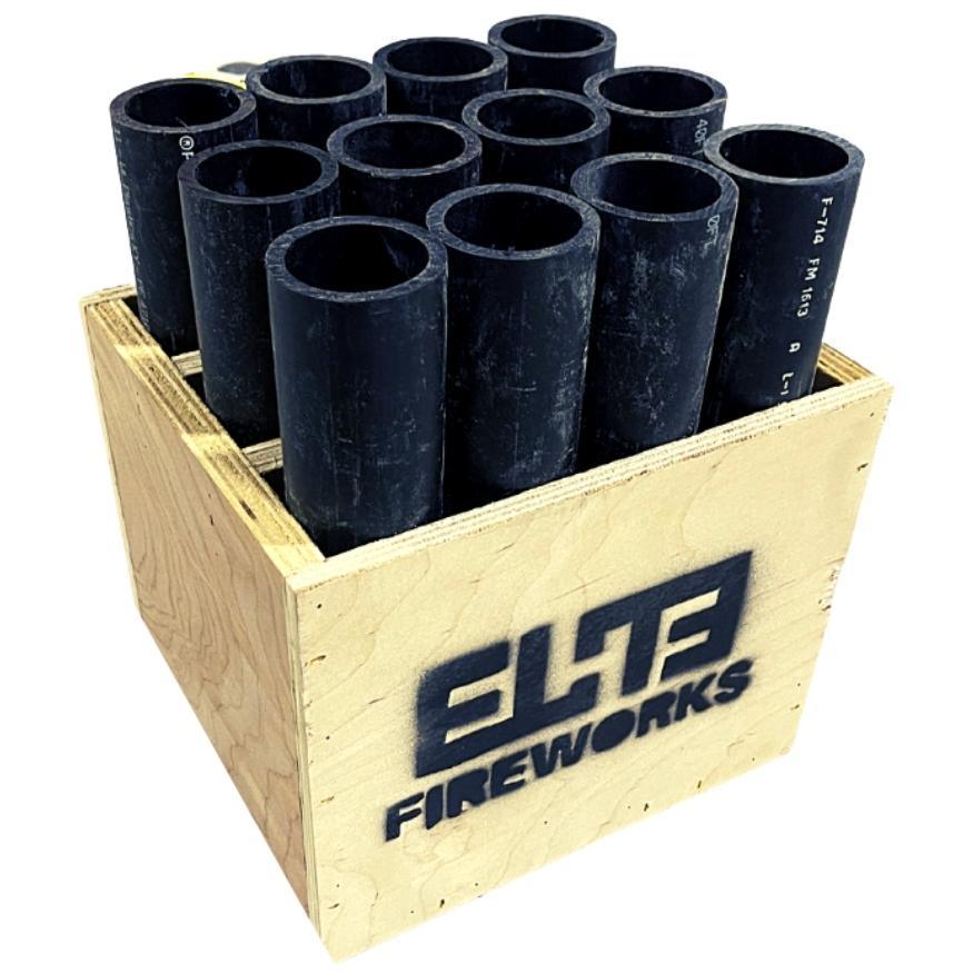 12 Shot Mortar Rack with 12” HDPE Tubes | Rack at Elite Fireworks