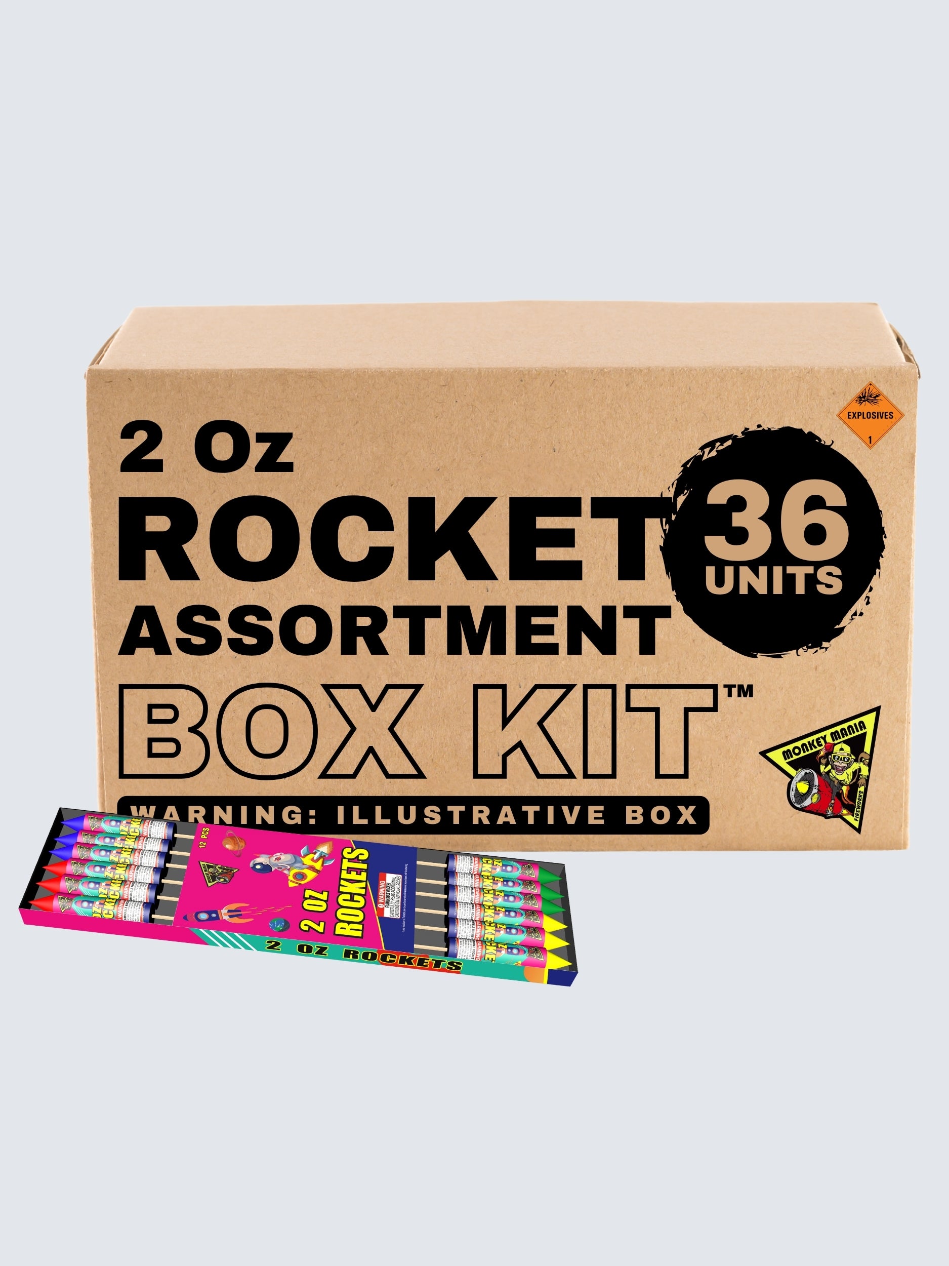 2 Oz Rocket Assortment | 16.8" Rocket Projectile by Monkey Mania -Shop Online for Standard Rocket at Elite Fireworks!
