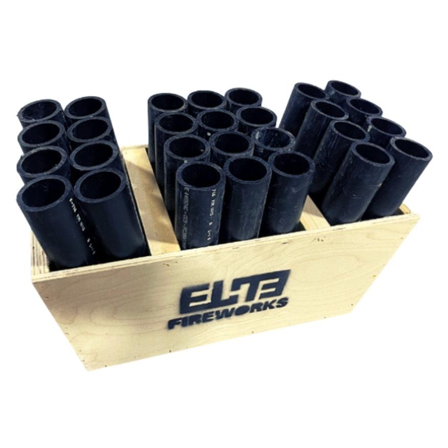 24 Shot Mortar Rack with 12” HDPE Tubes | Rack at Elite Fireworks