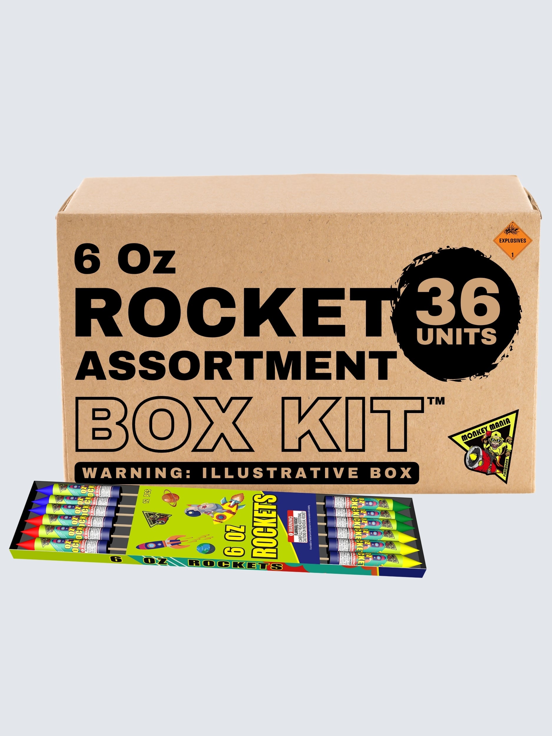 6 Oz Rocket Assortment | 19.8" Rocket Projectile by Monkey Mania -Shop Online for Standard Rocket at Elite Fireworks!
