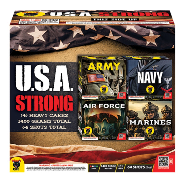 BC USA Strong | 64 Shot Box Kit™ - Army - Navy - Air Force - Marines