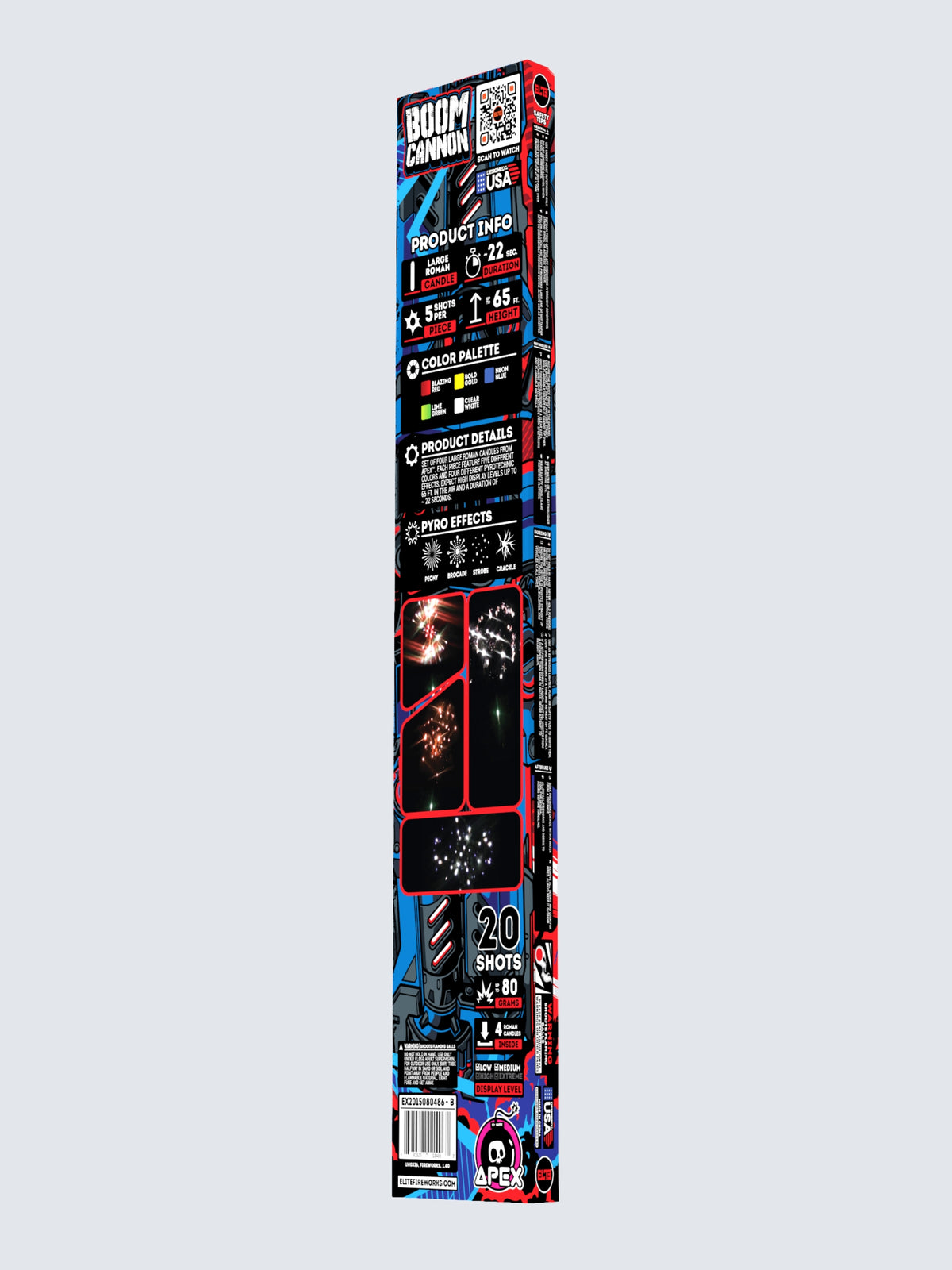 Unit of Boom Cannon, including 20 shots. Packaging shows Red lasers.