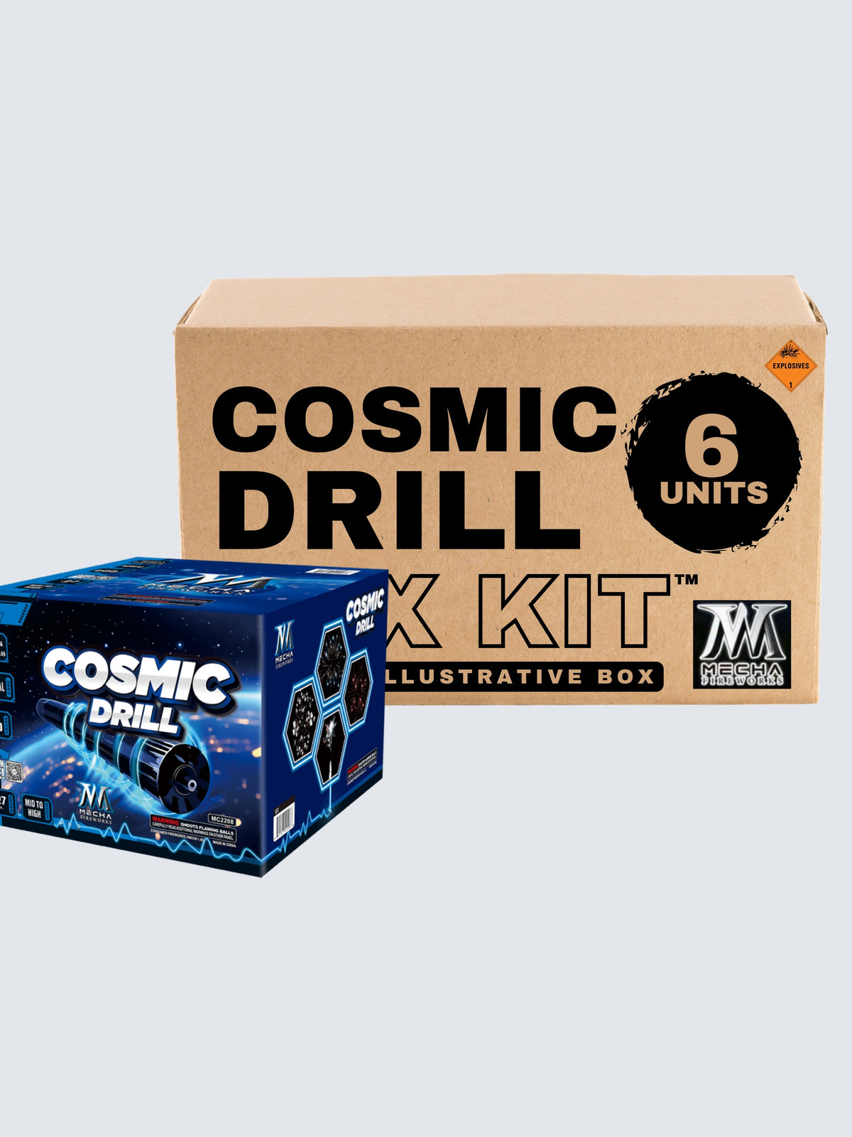 Box kit of Cosmic Drill aerial repeater girandola. Includes 6 units.