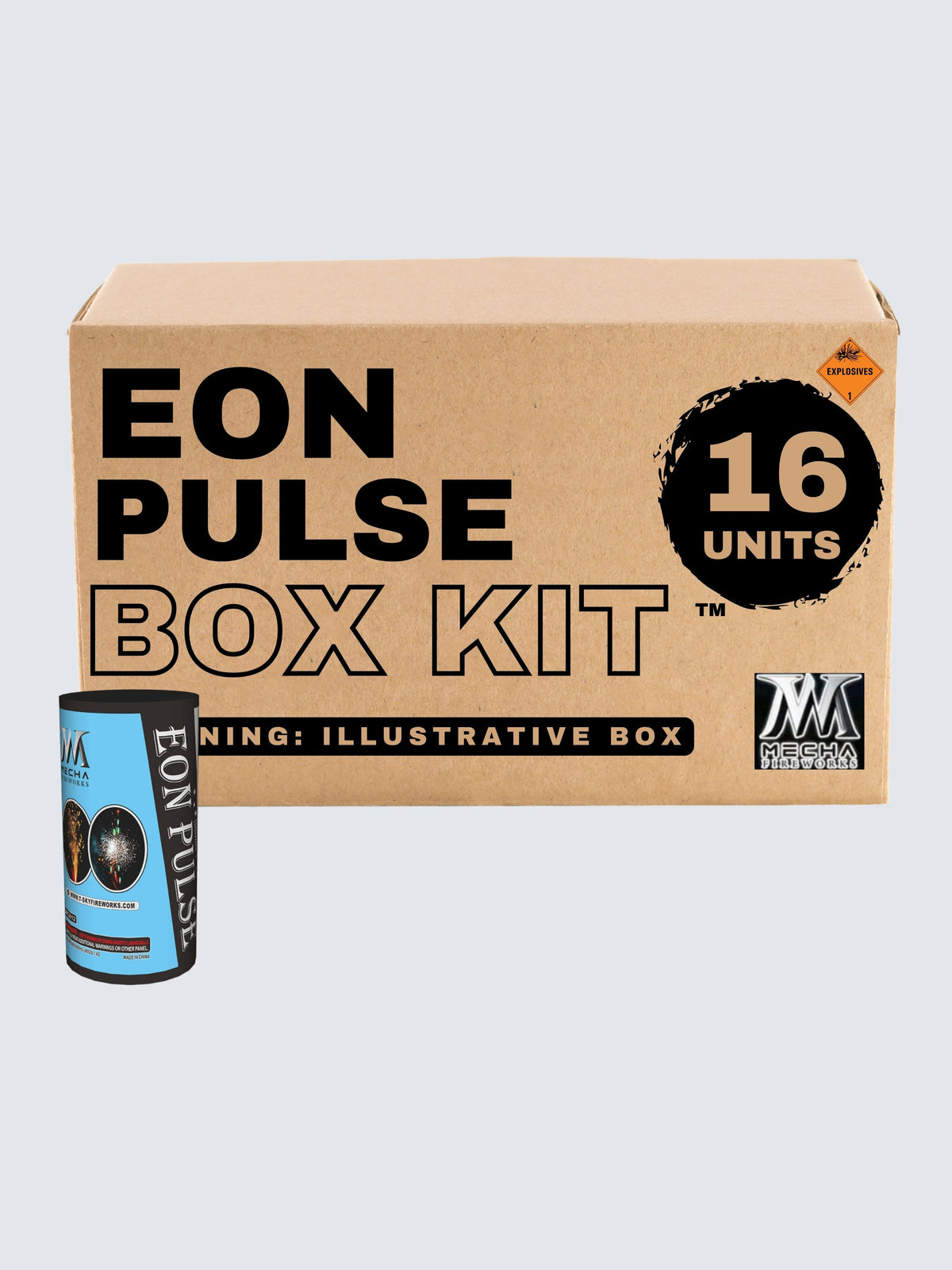 Box kit of Eon Pulse fountain fireworks, includes 16 units. 