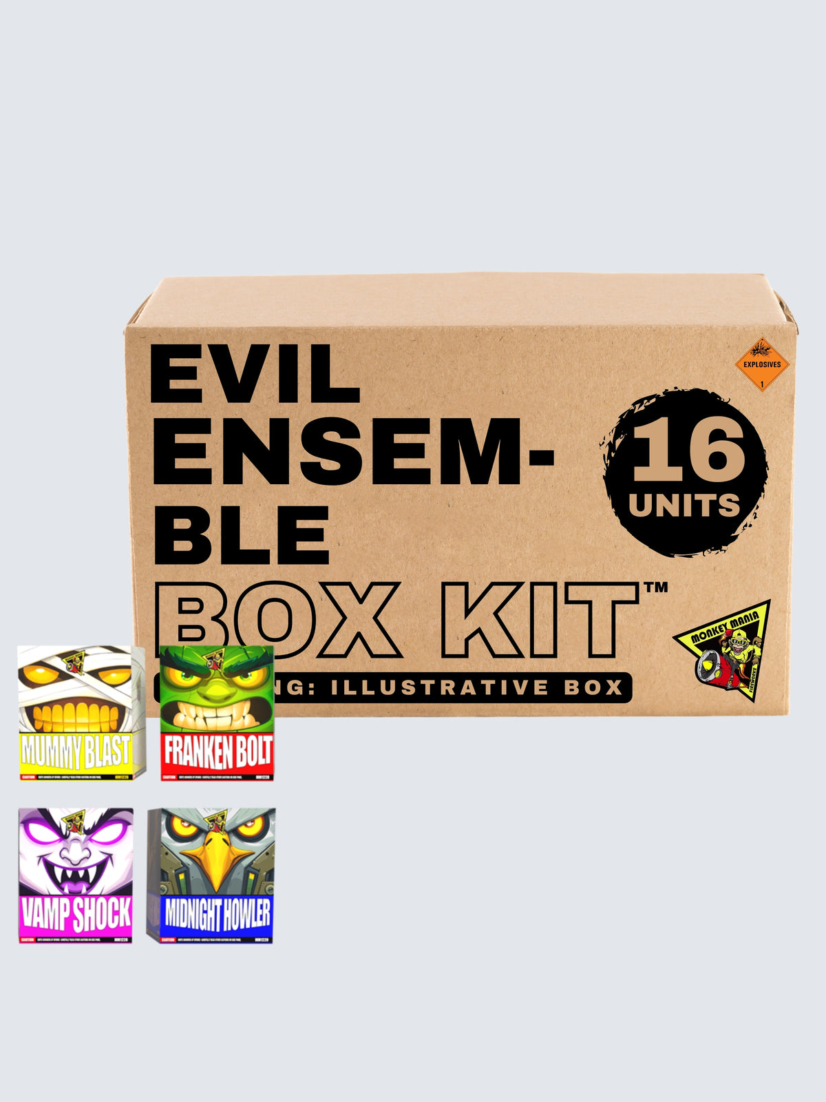 Box kit of Evil Ensemble fountains. Includes 16 units of chaotic fountains, themed around halloween monsters.
