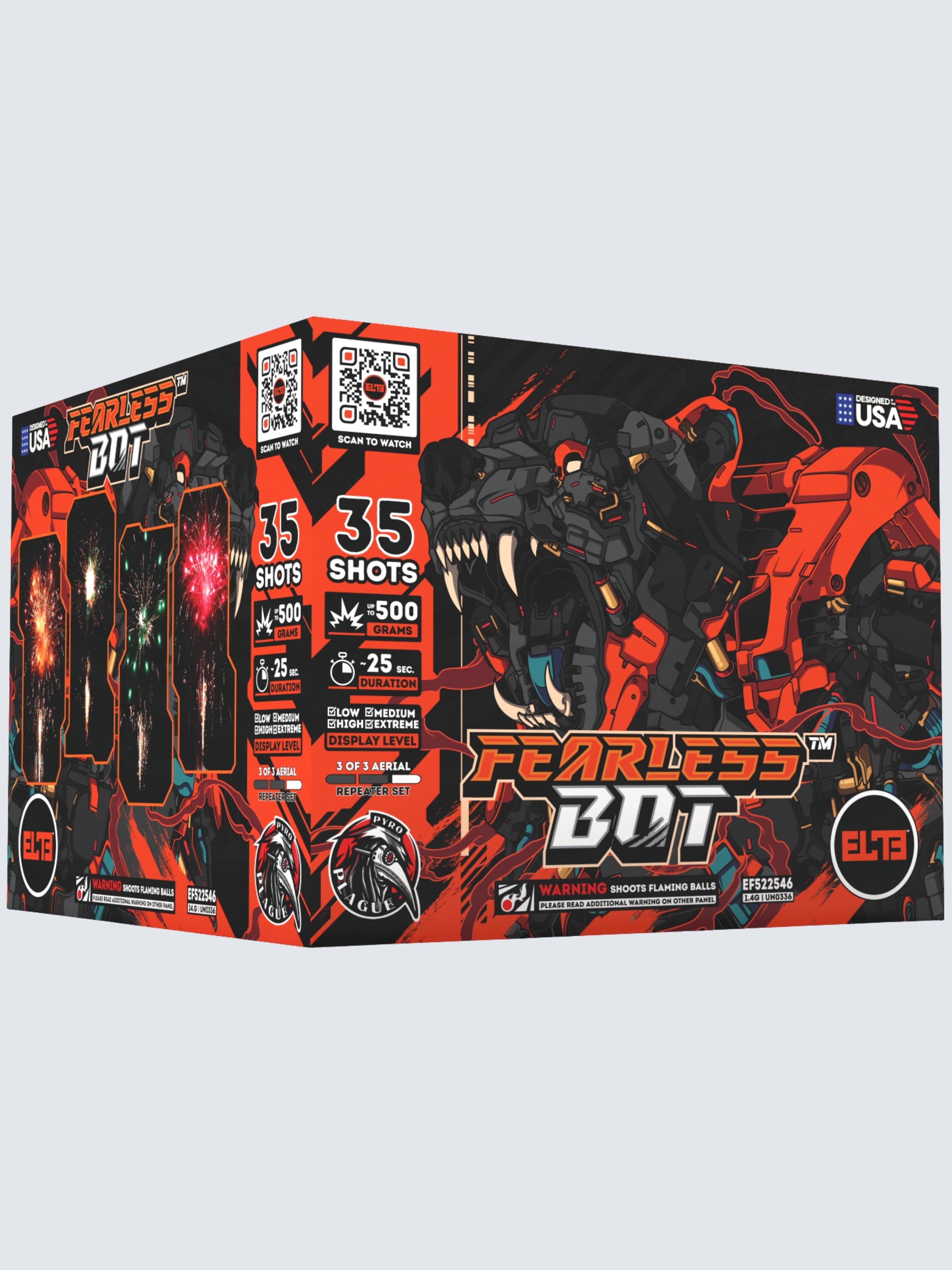 Cyborg Mania™ | 96 Shot Aerial Repeater Set at Elite Fireworks