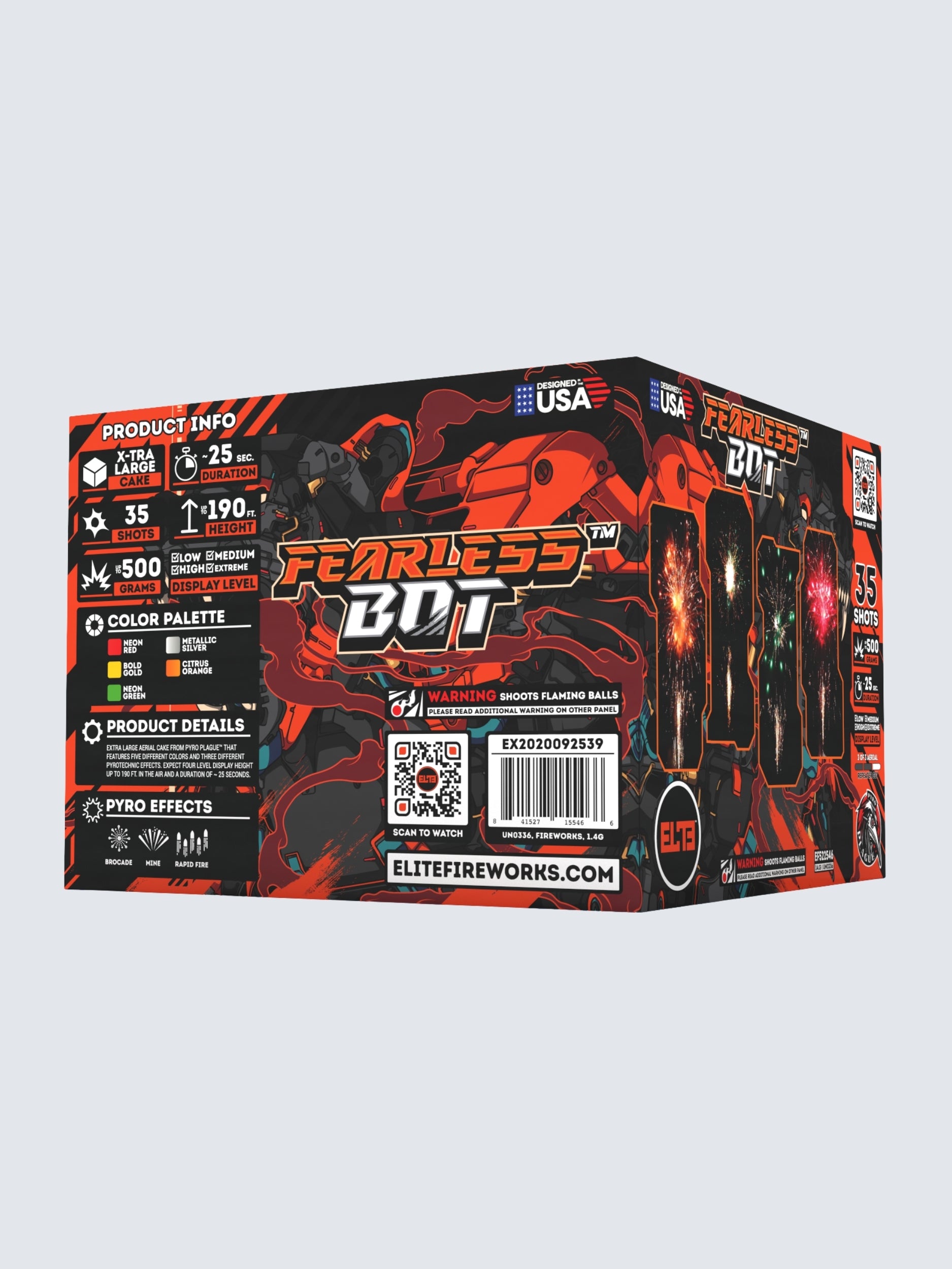 Cyborg Mania™ | 96 Shot Aerial Repeater Set at Elite Fireworks