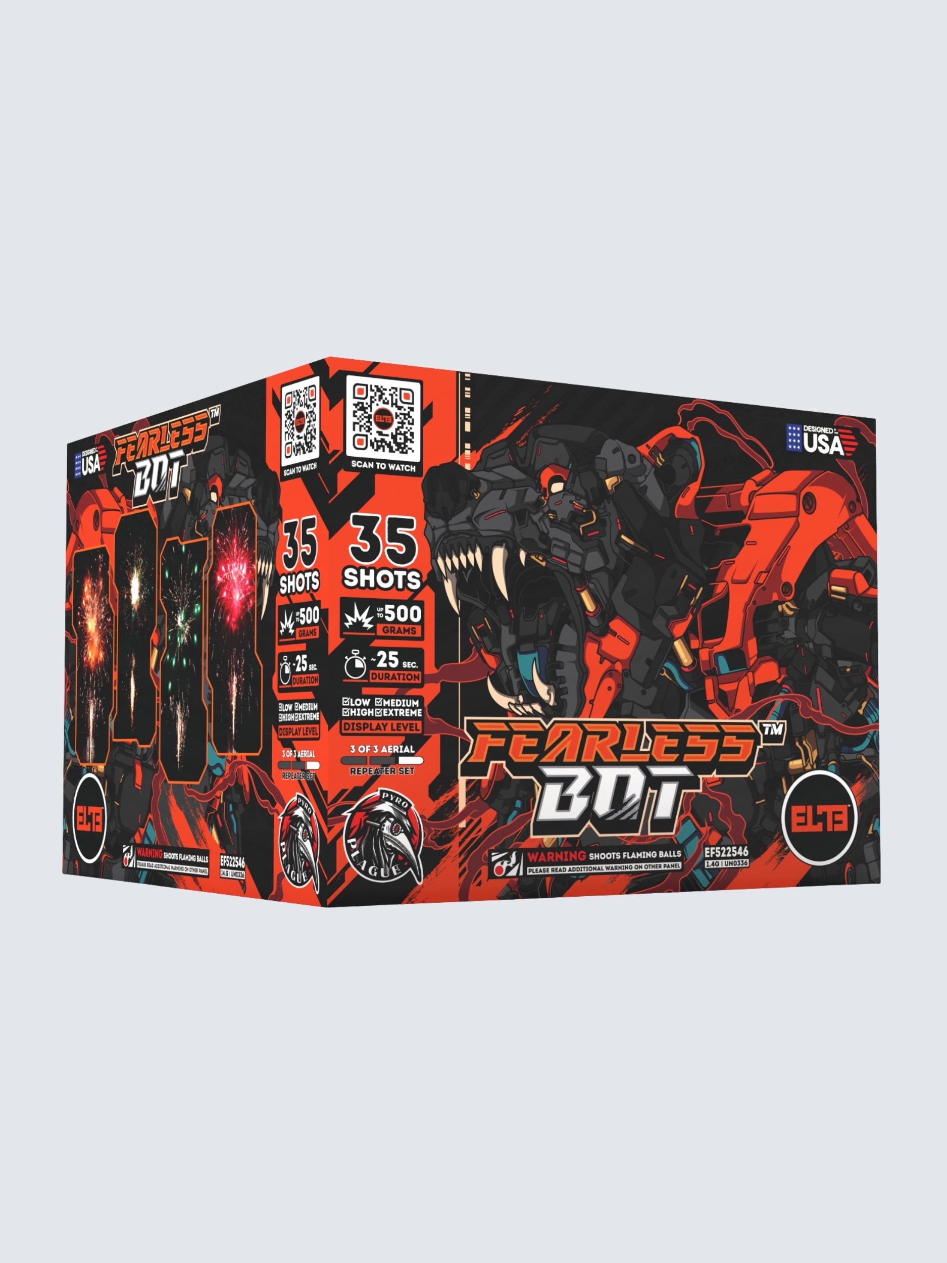 Cyborg Mania™ | 96 Shot Aerial Repeater Set at Elite Fireworks