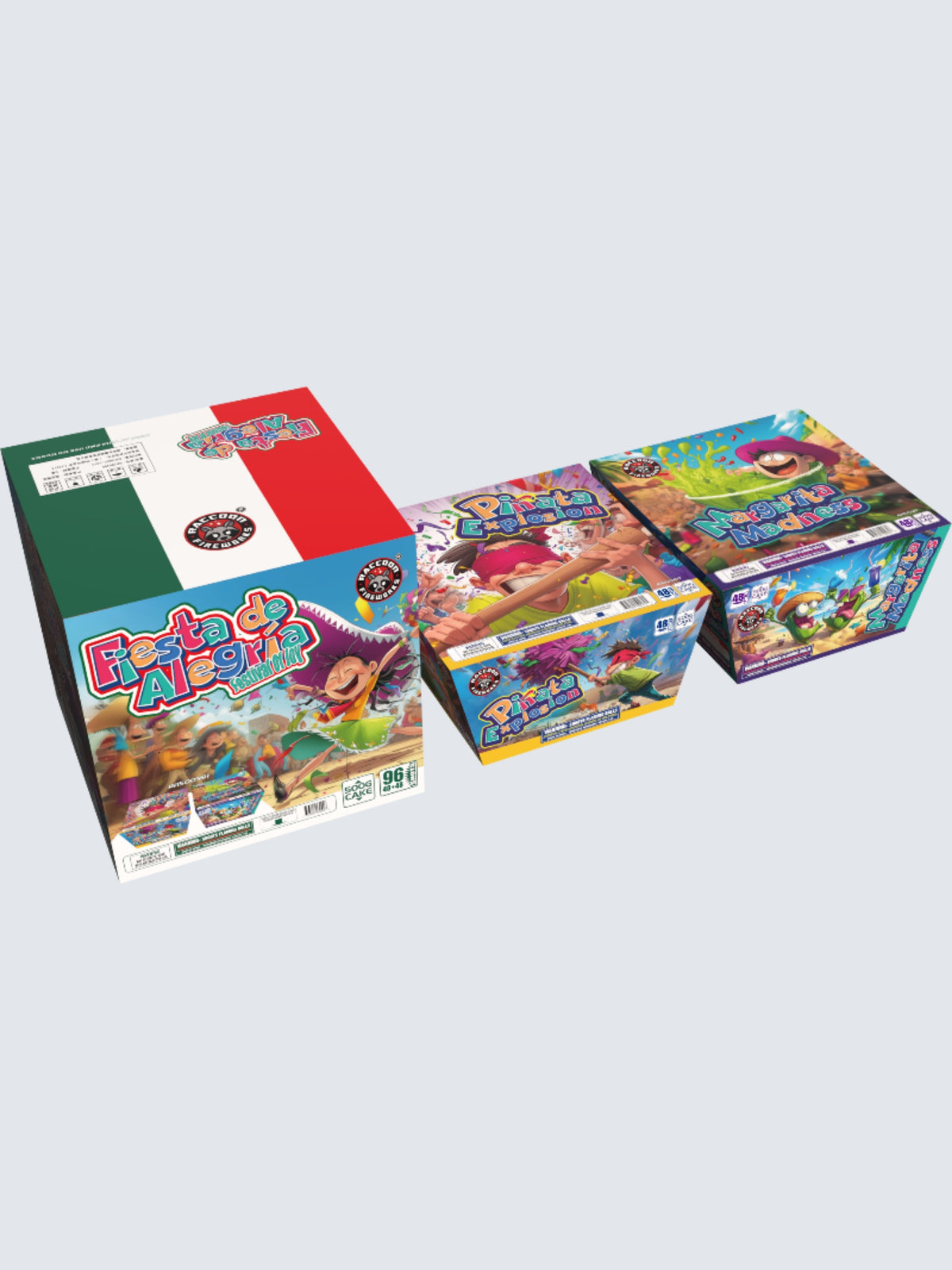 A vibriant box kit of 2 large cake fireworks. Featuring designs with fun parties and colors. This set includes a total of 96 shots.