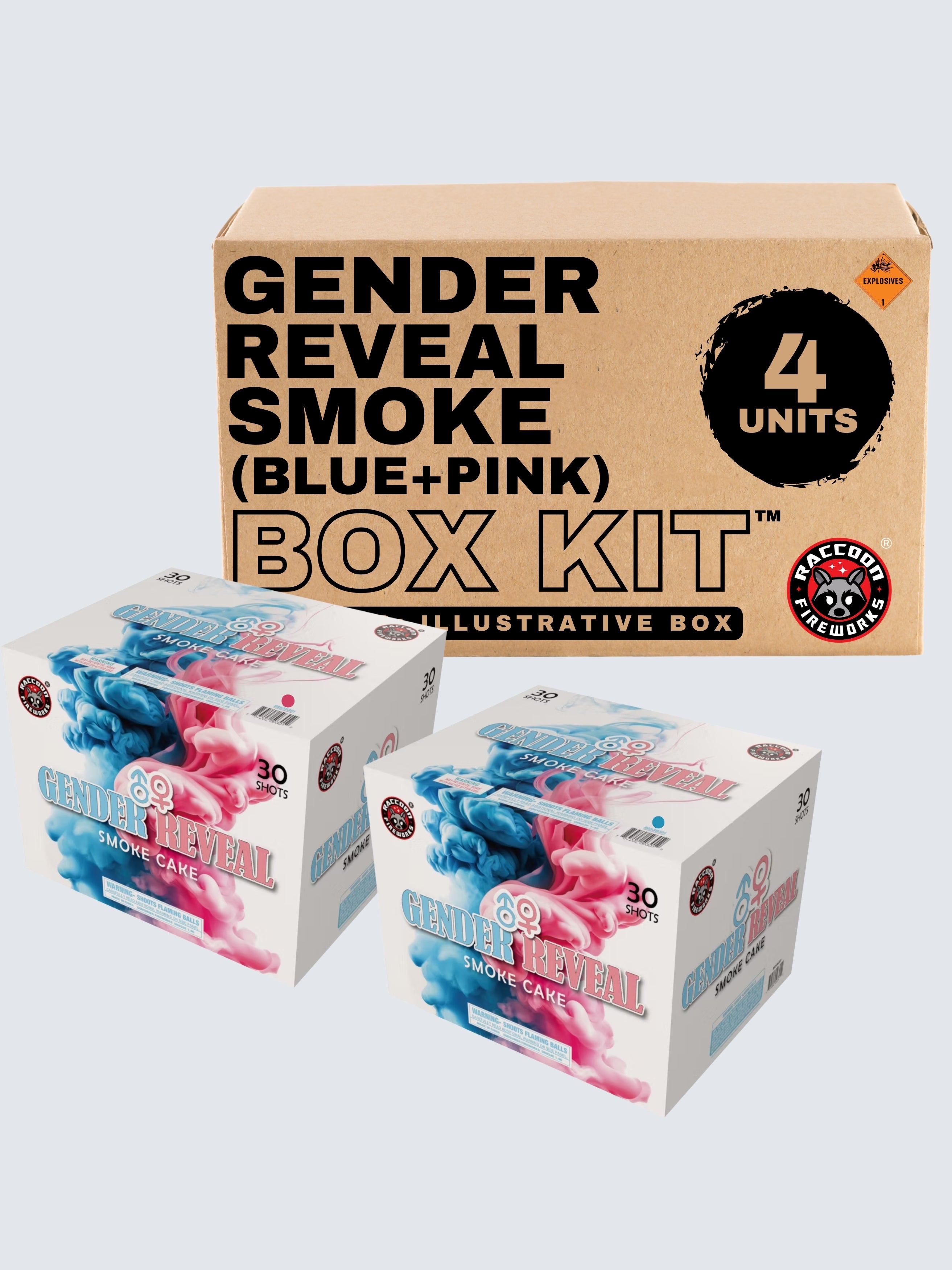 Gender Reveal Smoke Cake (Blue+Pink) | 30 Shot Aerial Repeater