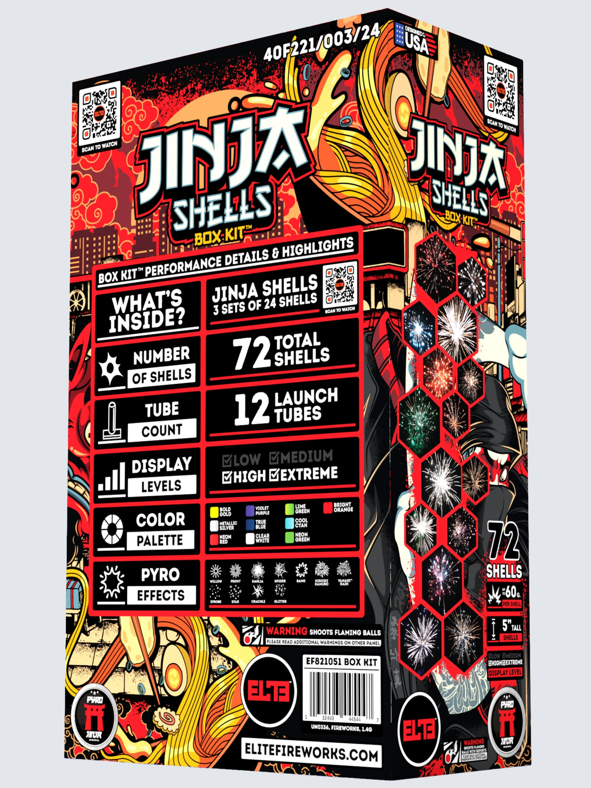 Box kit of Jinja Shells including 3 units and 72 shells. Packaging shows an Asian city with ninja.