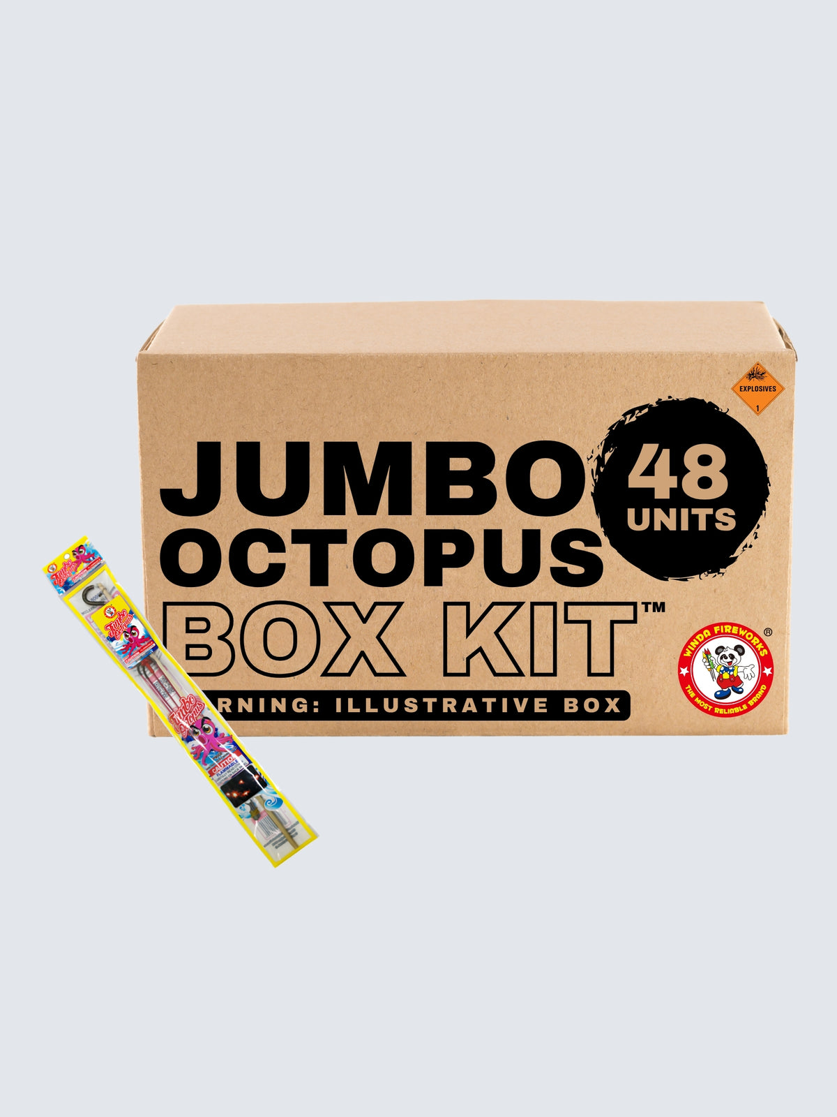 Jumbo Octopus 16-inch gold metal handheld sparklers box kit with 48 units and yellow cartoon octopus packaging.