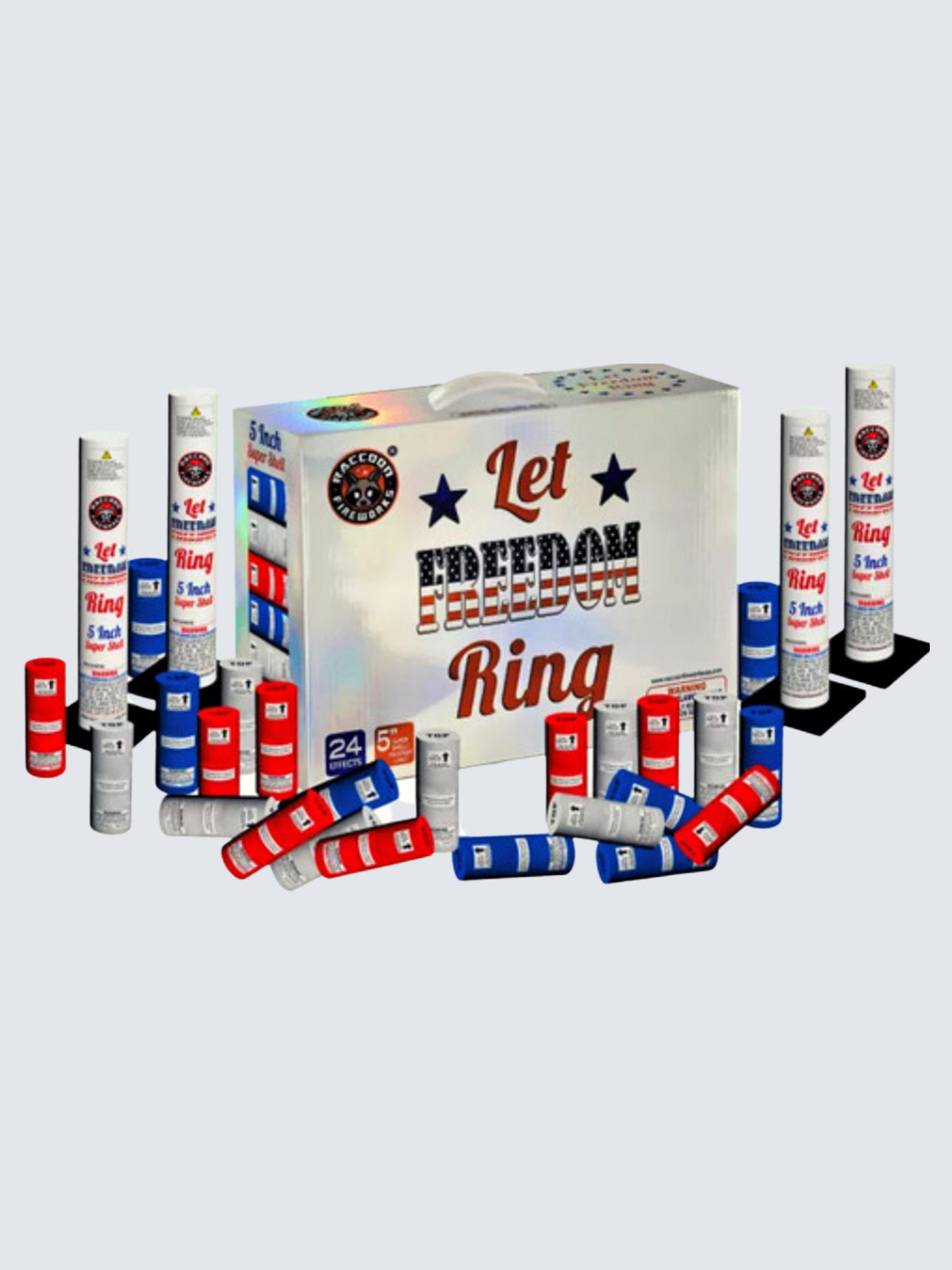 Let Freedom Ring | 24 Break Artillery Shell by Raccoon Fireworks -Shop Online for X-tra Large Canister Kit™ at Elite Fireworks!