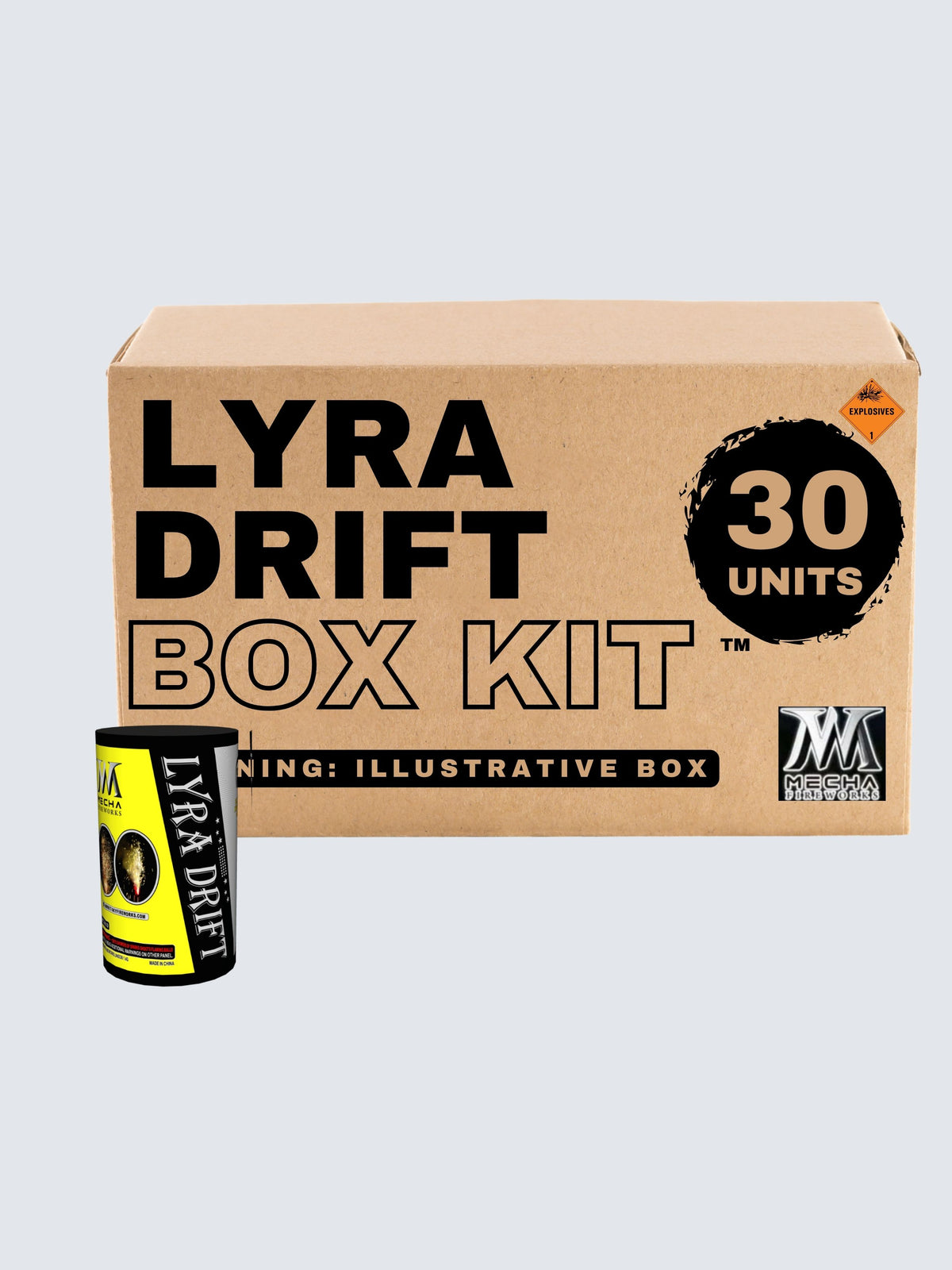 Box kit of Lyra Drift fountain fireworks. Includes 30 units.