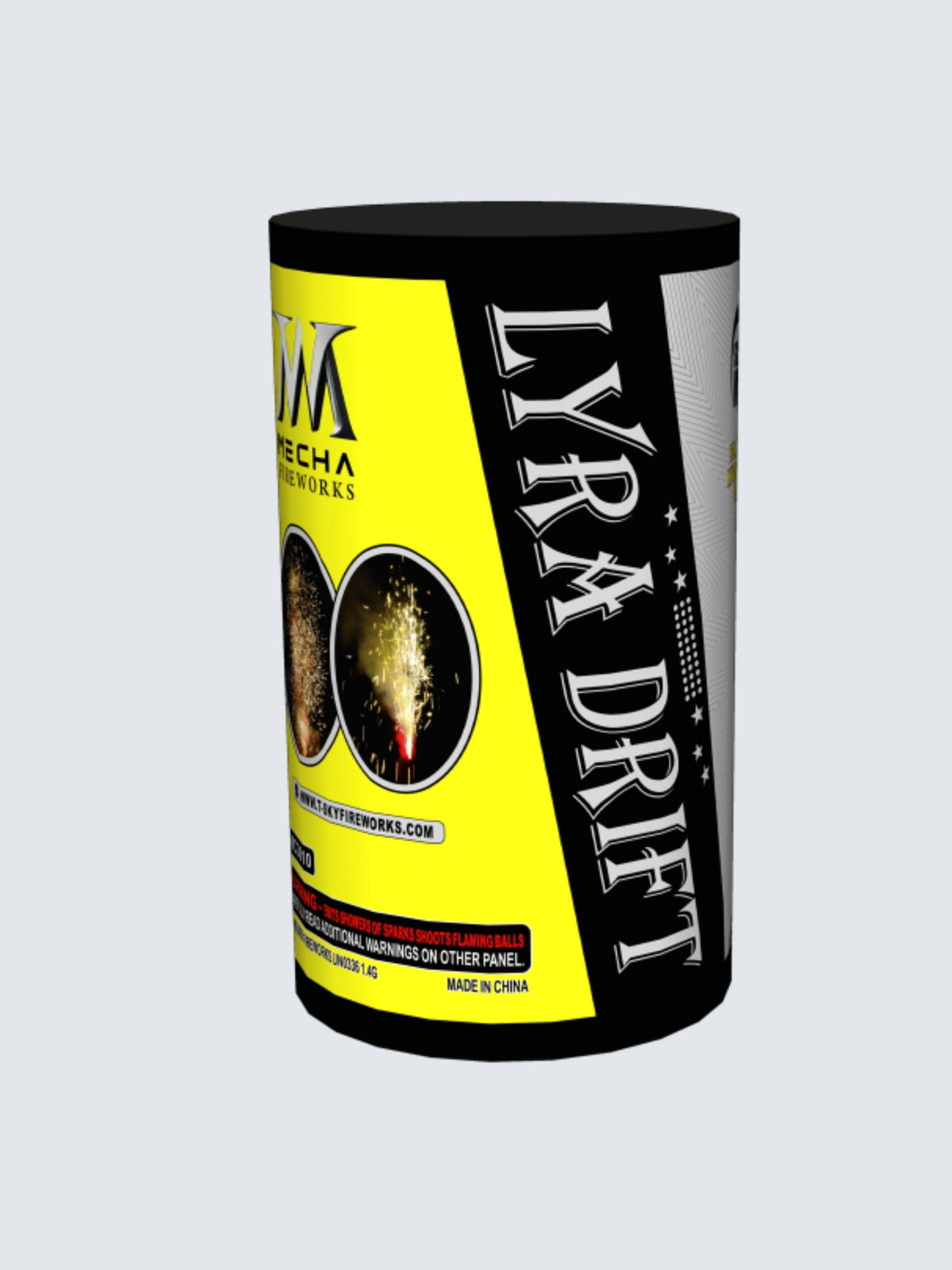 Unit of Lyra Drift fountain, with yellow and black simple but classy packaging.