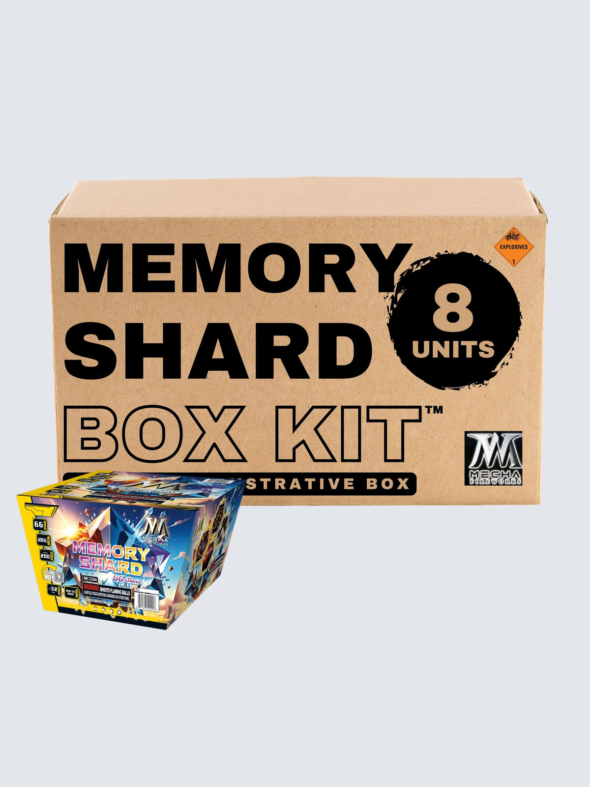 A box kit of Memory Shard aerial fireworks, includes 8 units.