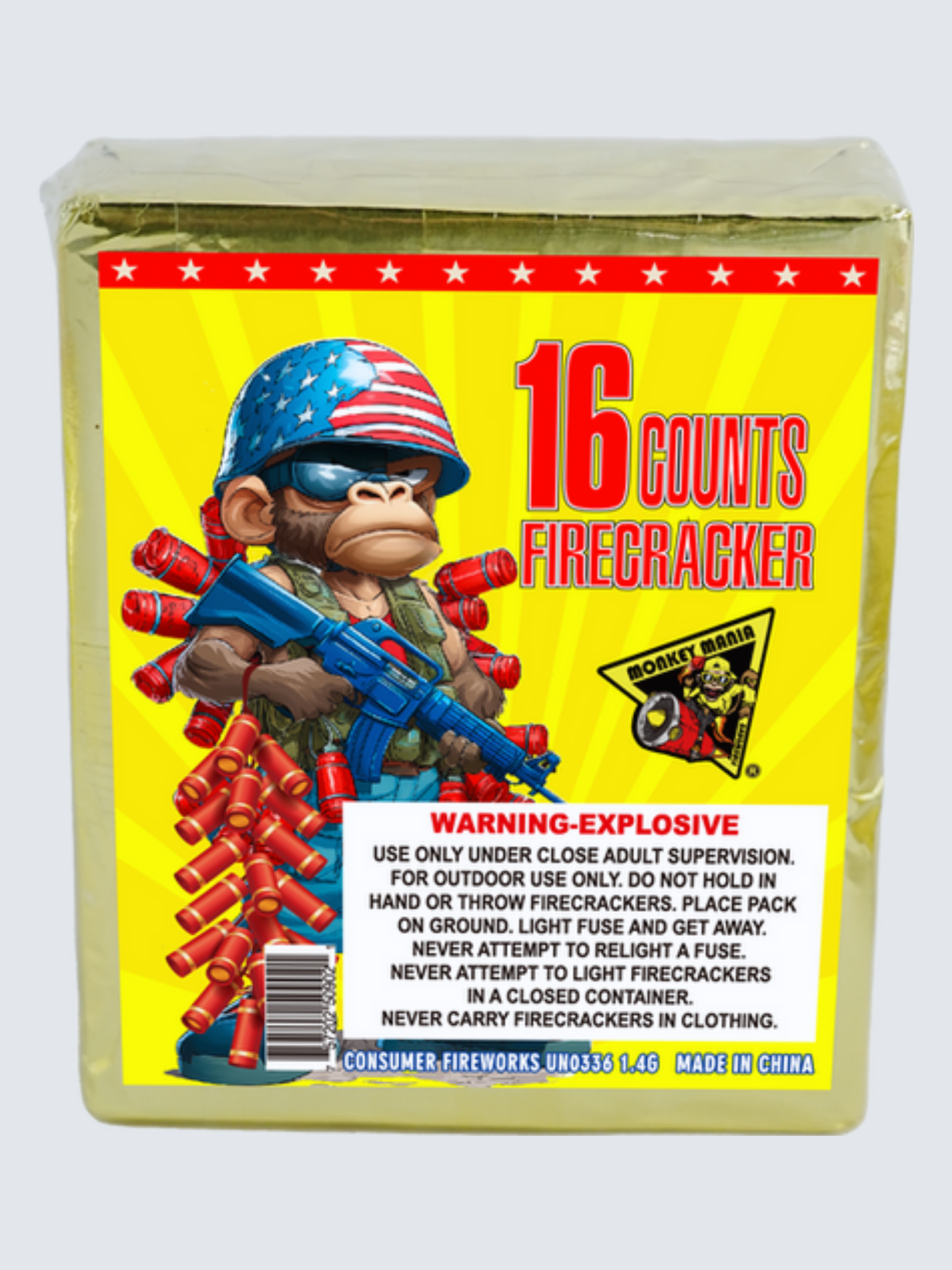 Monkey Mania 16 Counts Firecracker | 16 Shot Noisemaker
