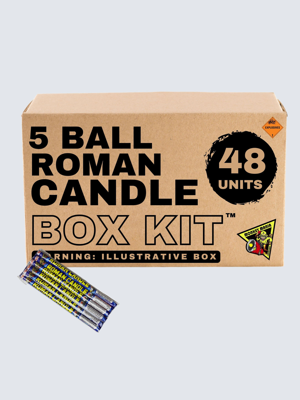Box Kit of roman candles. Includes 48 units.