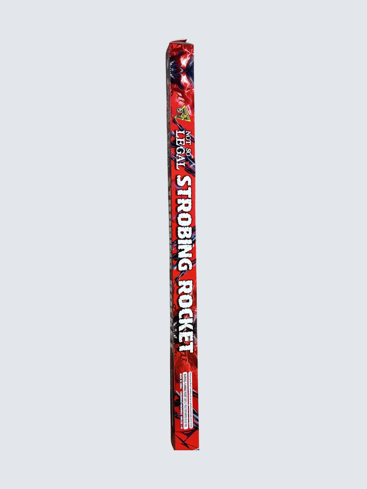 Strobing Rocket by Monkey Mania, featuring a long red package with bold white lettering and lightning-inspired artwork.