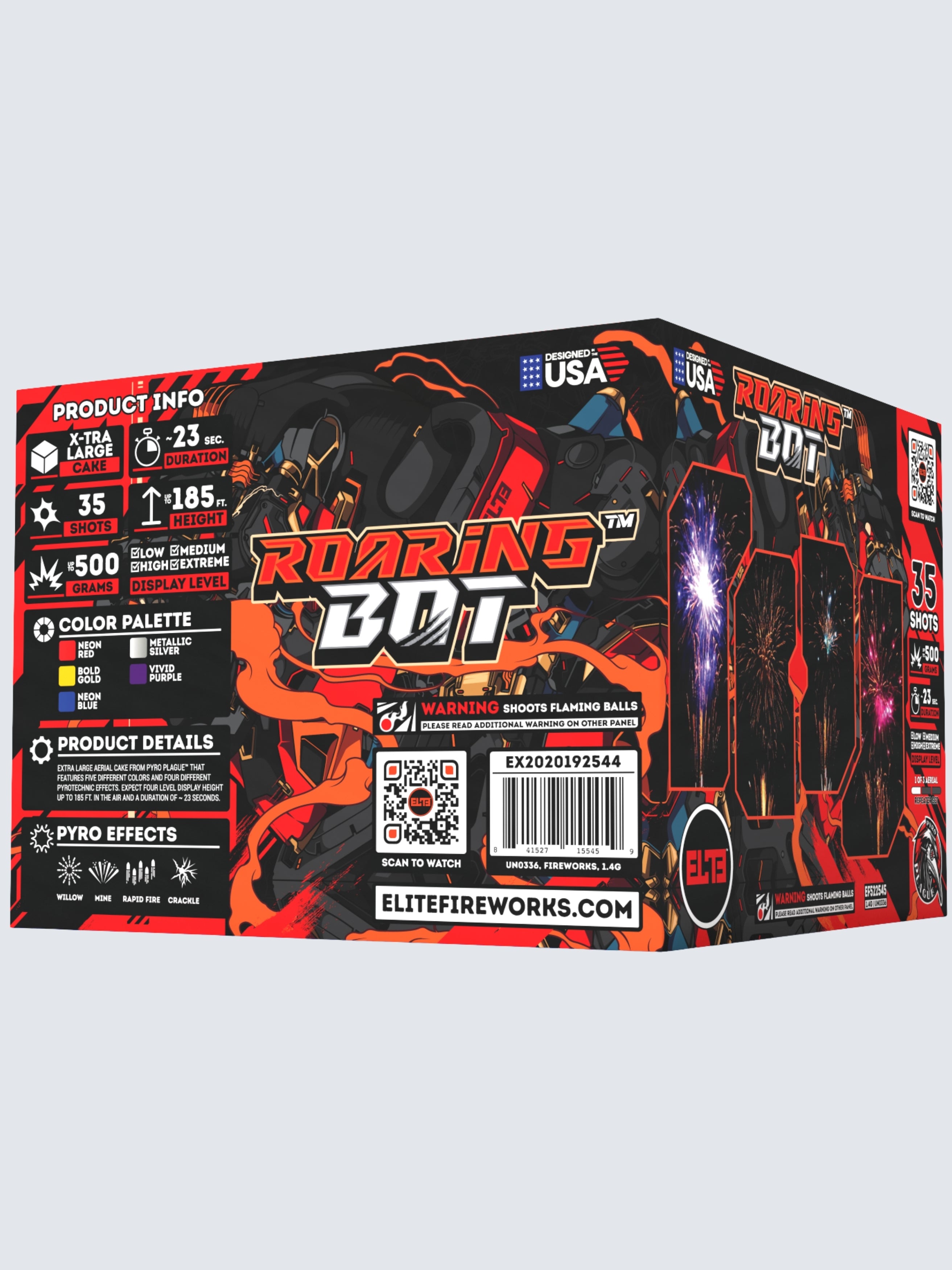 Cyborg Mania™ | 96 Shot Aerial Repeater Set at Elite Fireworks