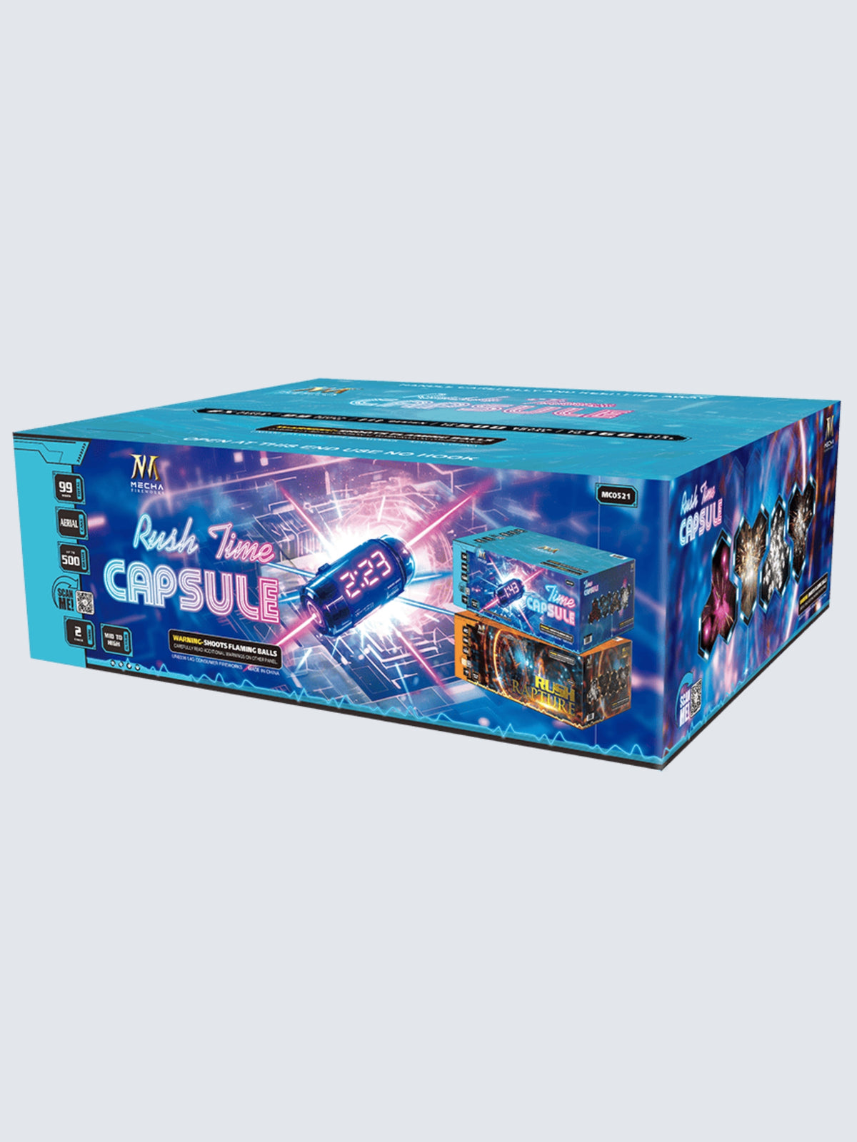 Sleeve kit of Rush Time Capsule, large cake fireworks assortment. Including Time Capsule and Rush Rapture.