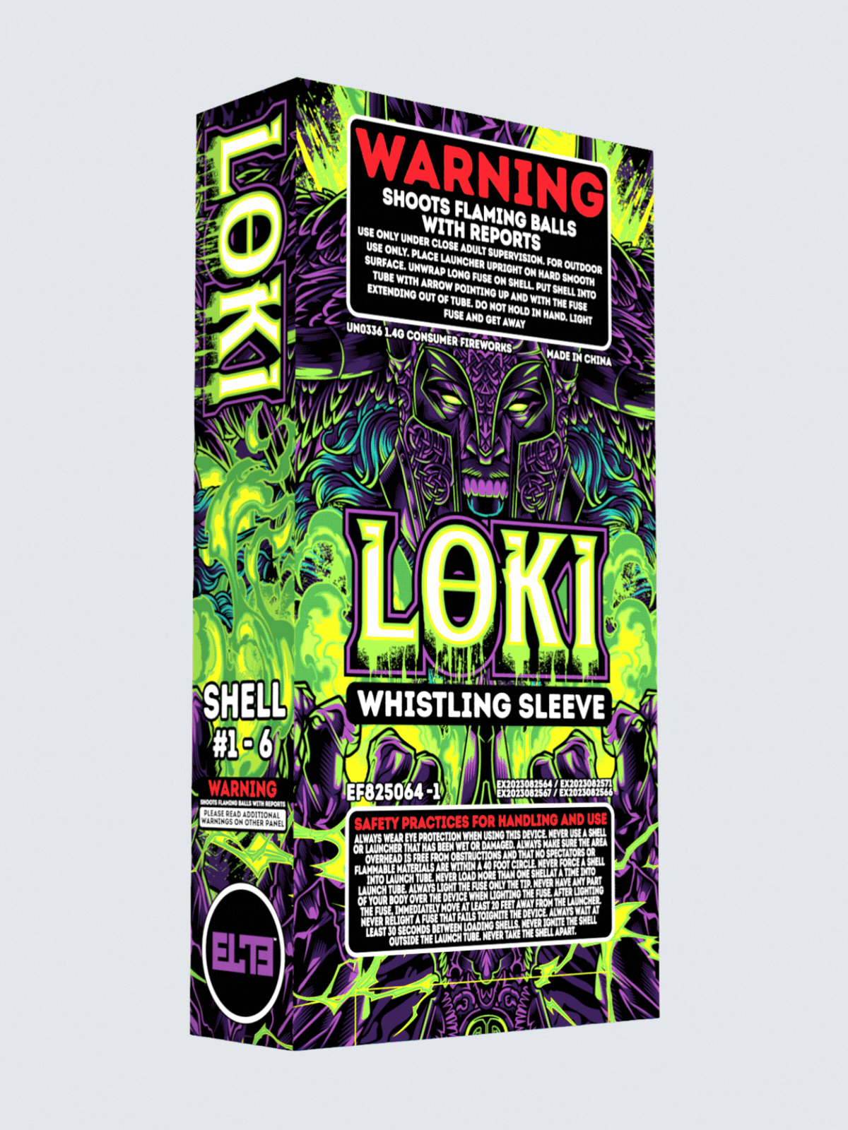 Gif showing various Loki shell fireworks.