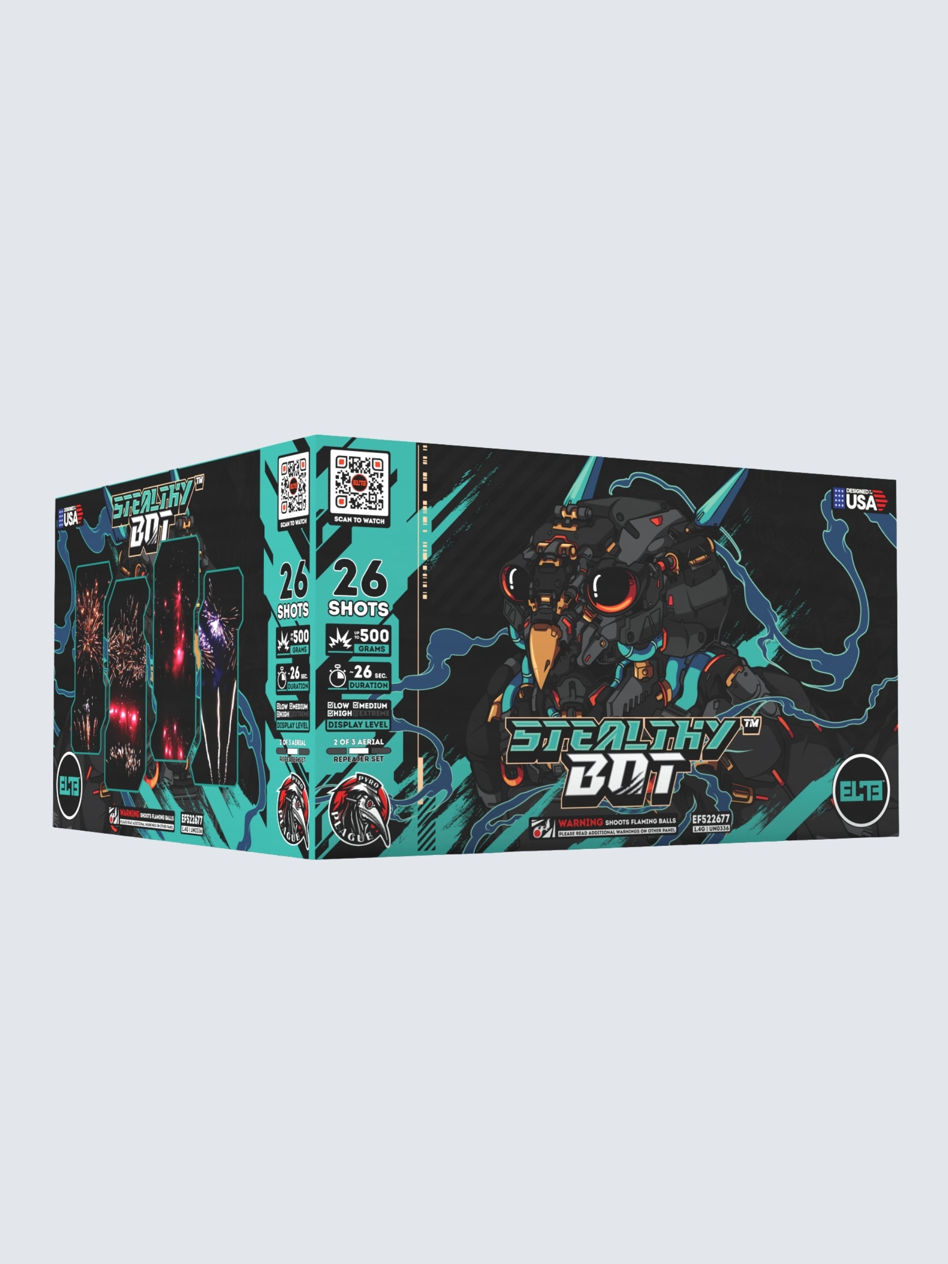 Cyborg Mania™ | 96 Shot Aerial Repeater Set at Elite Fireworks
