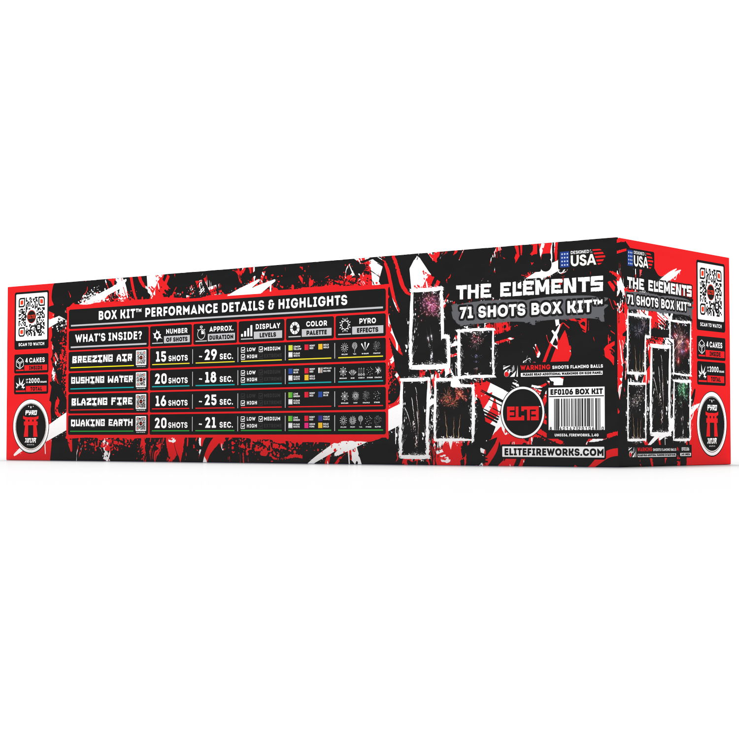 The Elements™  | 71 Shot Box Kit™ - Blazing Fire™ - Breezing Air™ - Gushing Water™ - Quaking Earth™