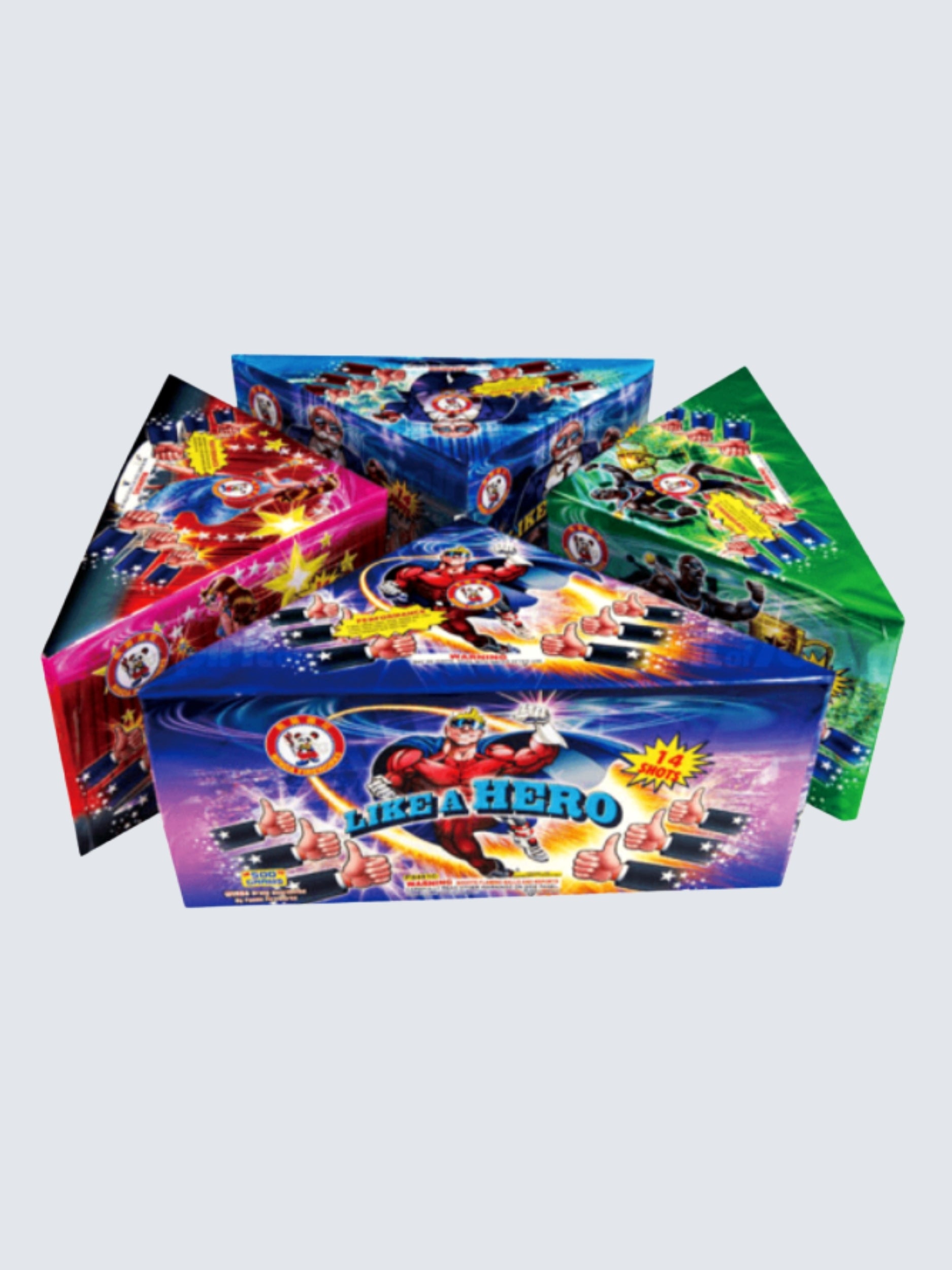 Amped Up! | 56 Shot Box Kit™ - Like a Boss - Like a Champ - Like a Hero - Like a Star by Winda Fireworks -Shop Online for X-tra Large Cake™ at Elite Fireworks!