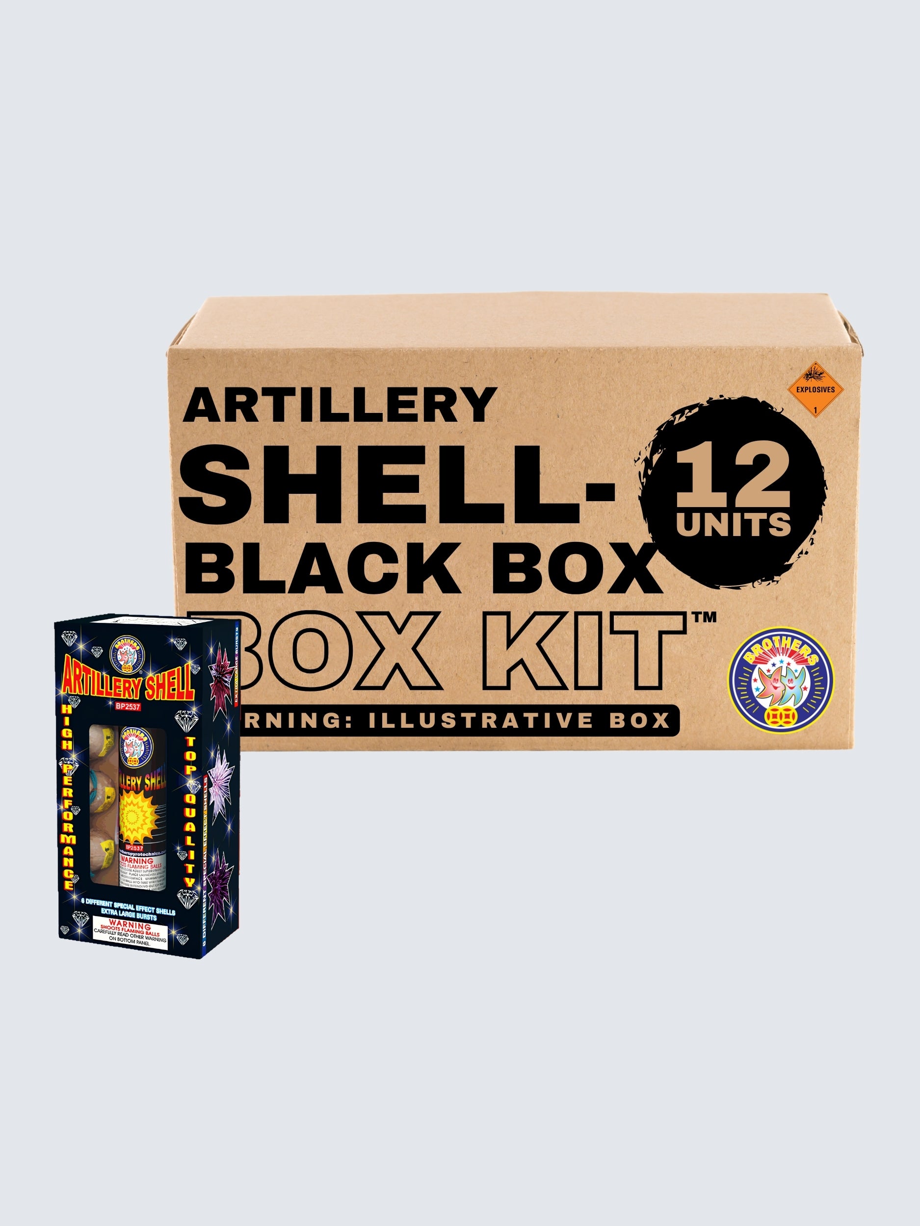 Artillery Shell - Black Box | 6 Break Artillery Shell by Brothers Pyrotechnics -Shop Online for Standard Ball Kit™ at Elite Fireworks!