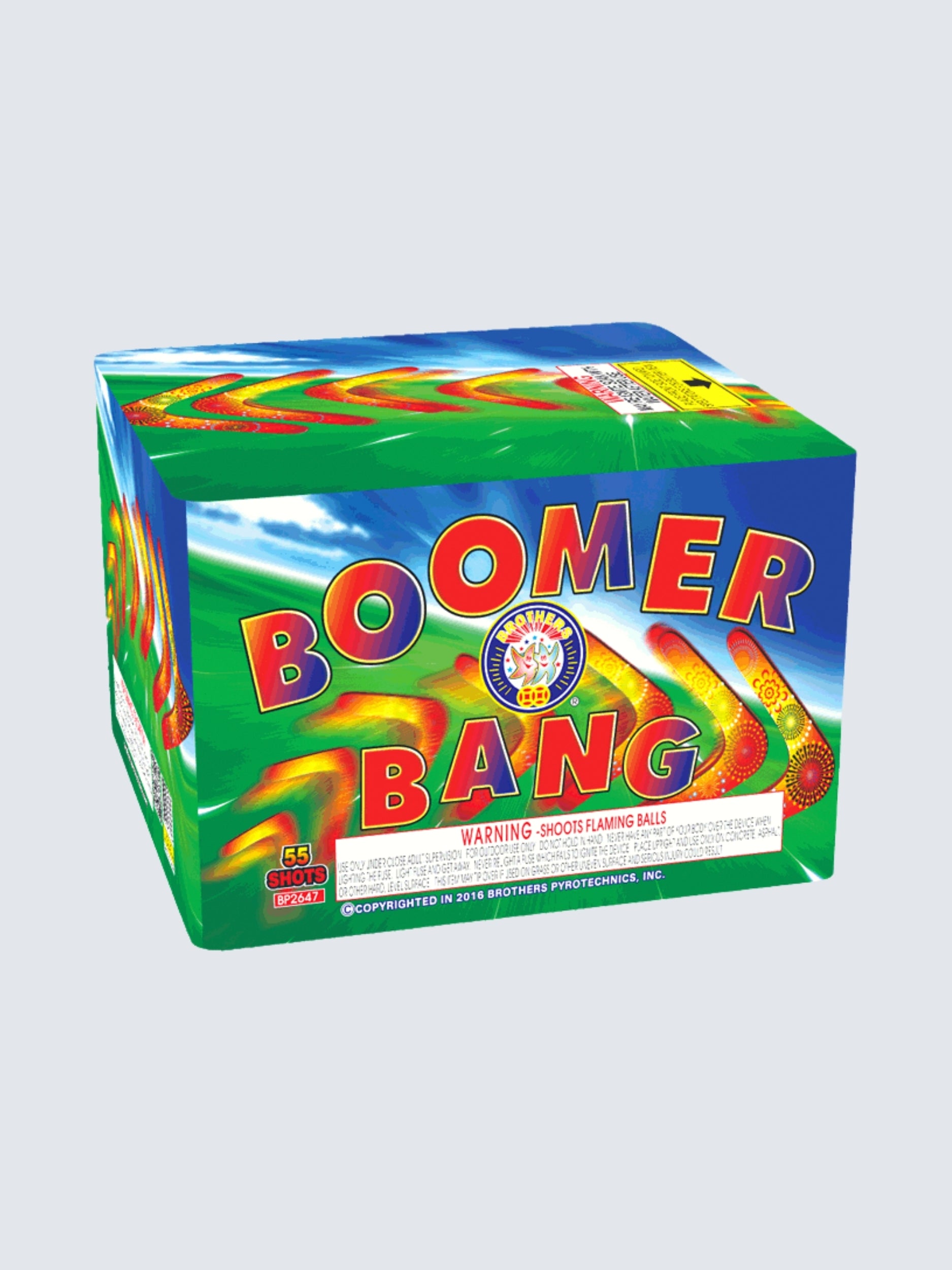 Boomer Bang | 55 Shot Aerial Repeater by Brothers Pyrotechnics -Shop Online for Large Cake at Elite Fireworks!