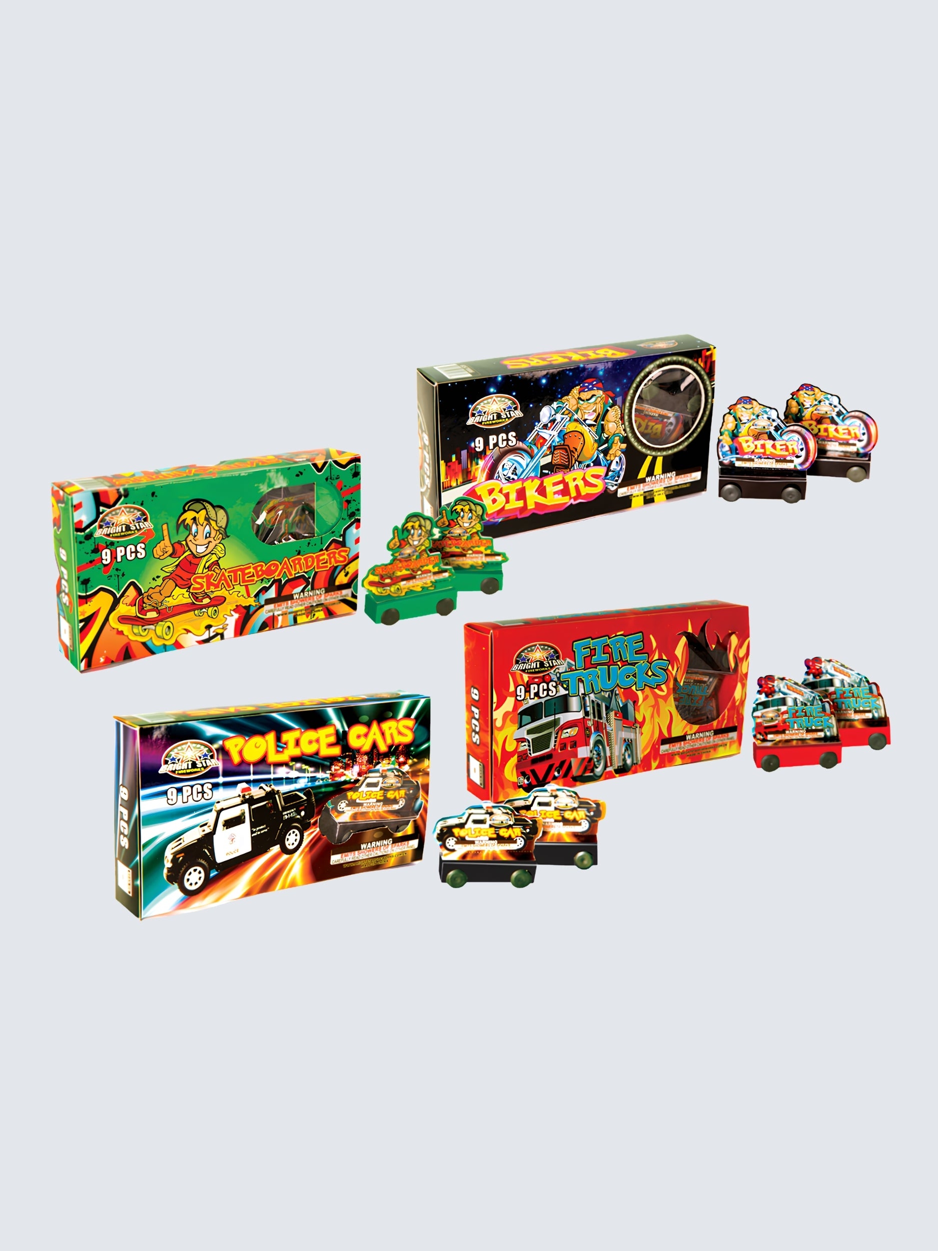 Bright Star Vehicle Set | Toylike Paper-craft Ground Novelty by Bright Star Fireworks -Shop Online for Standard Novelty at Elite Fireworks!