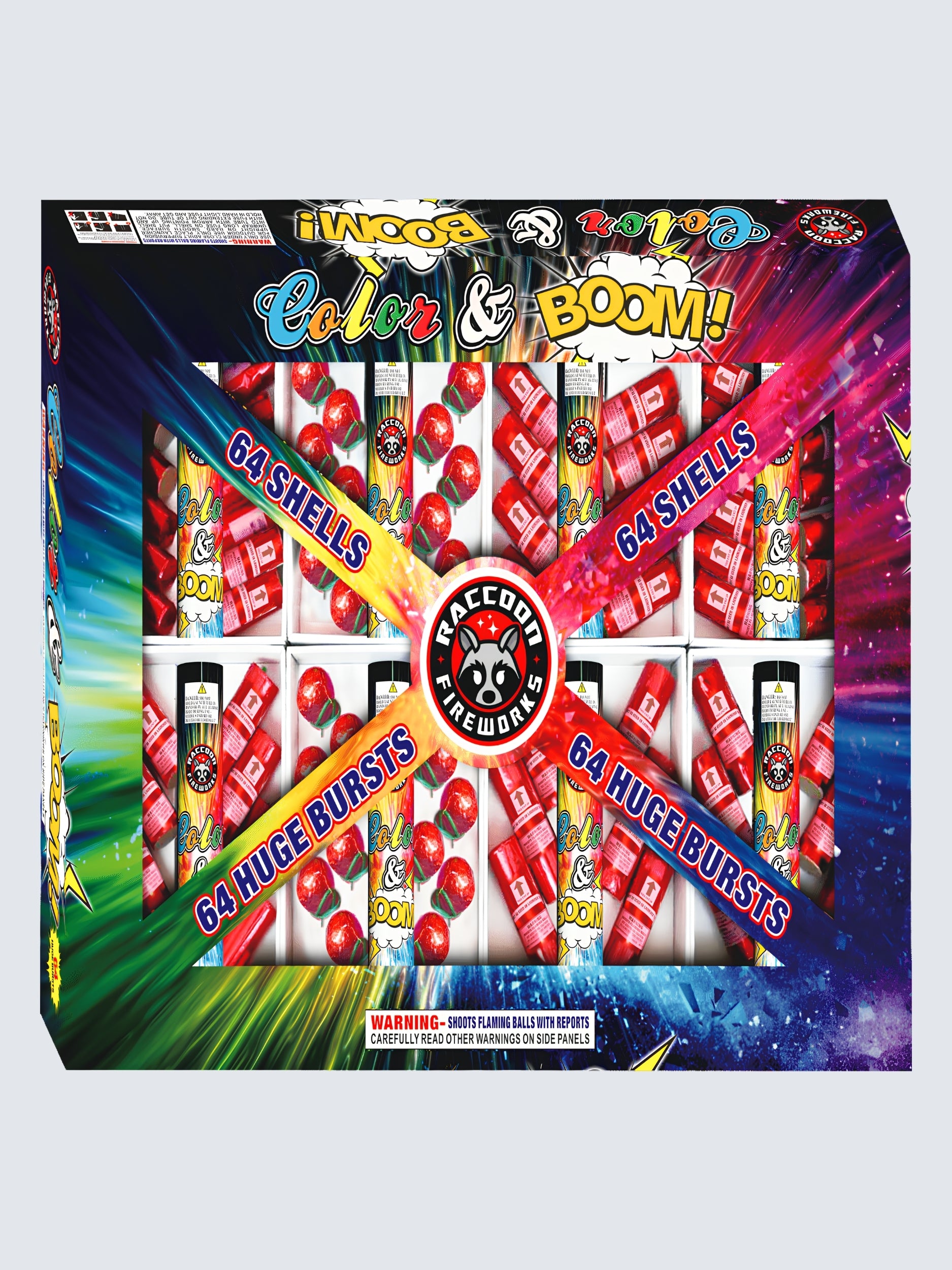 Color & Boom | 64 Break Artillery Shell by Raccoon Fireworks -Shop Online for X-tra Large Canister Kit™ at Elite Fireworks!